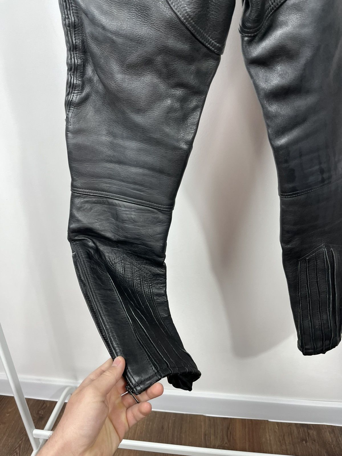 Leather Black Leather Motorcycle Pants Biker Riding Moto Pants Size US 28 / EU 44 - 15 Thumbnail