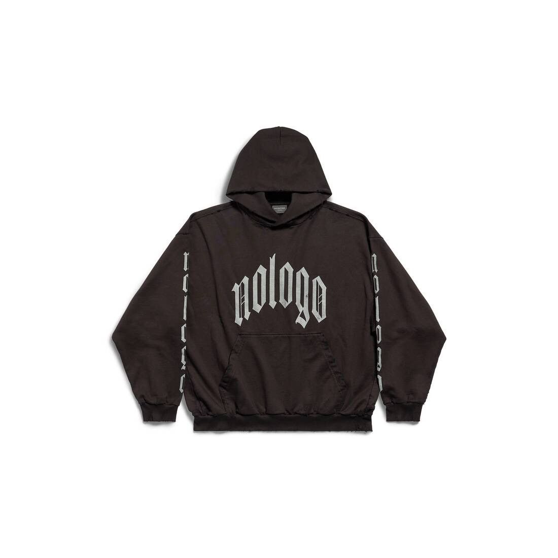 Balenciaga o1srvl11e1025 Nologo Hoodie Medium Fit in Black/Grey Size S / US 4 / IT 40 - 1 Thumbnail