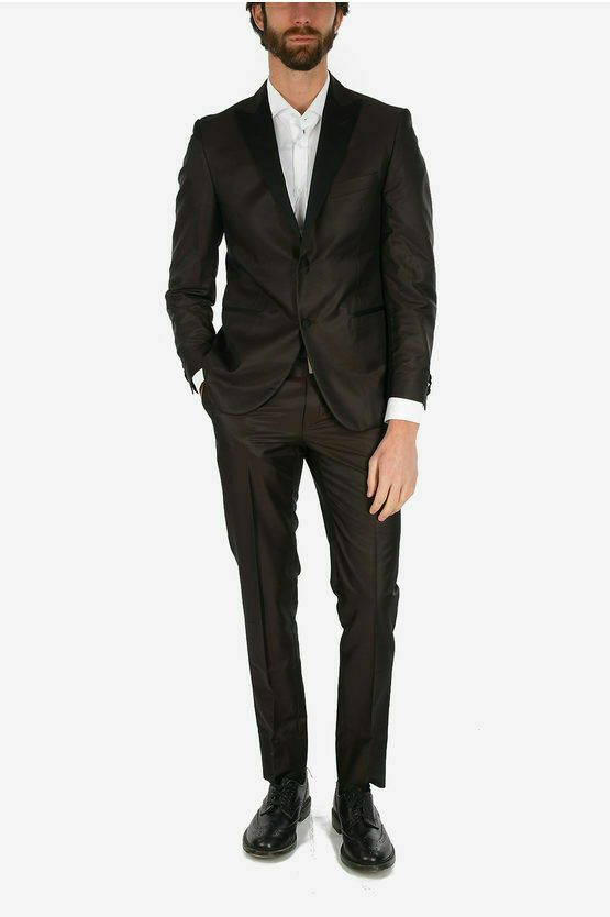 Corneliani Corneliani Brown Wool 73% Silk Tuxedo Suit Peak Lapel 50 EU Size 40R - 1 Thumbnail