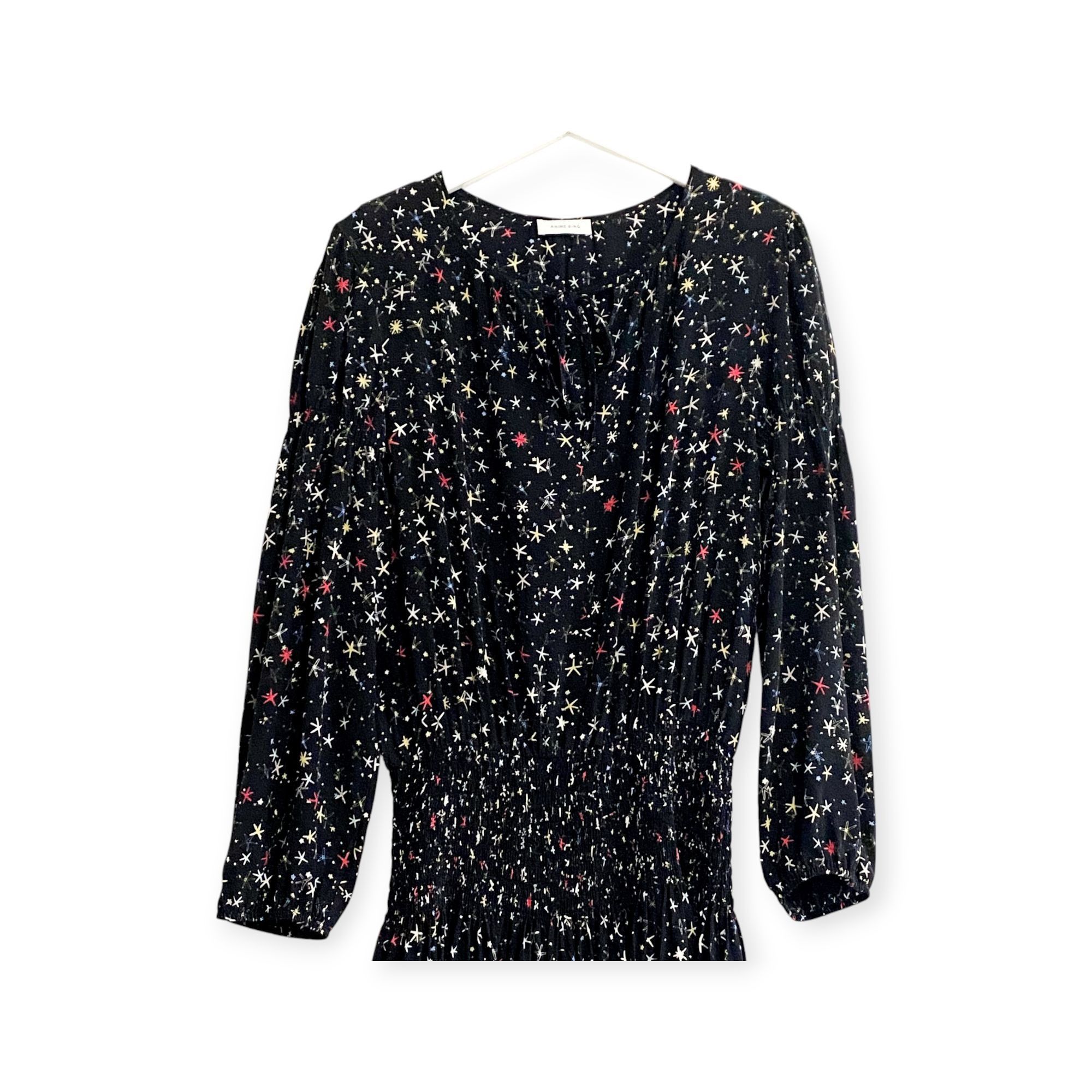 Anine Bing Anine Bing 'Martha' Black Silk Stars Print Dress Size L Size L / US 10 / IT 46 - 7 Thumbnail