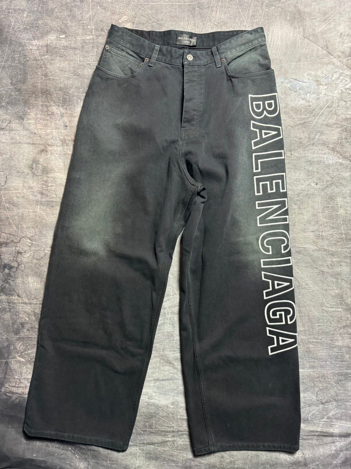 Pre-owned Balenciaga Outline Baggy Pants In Black