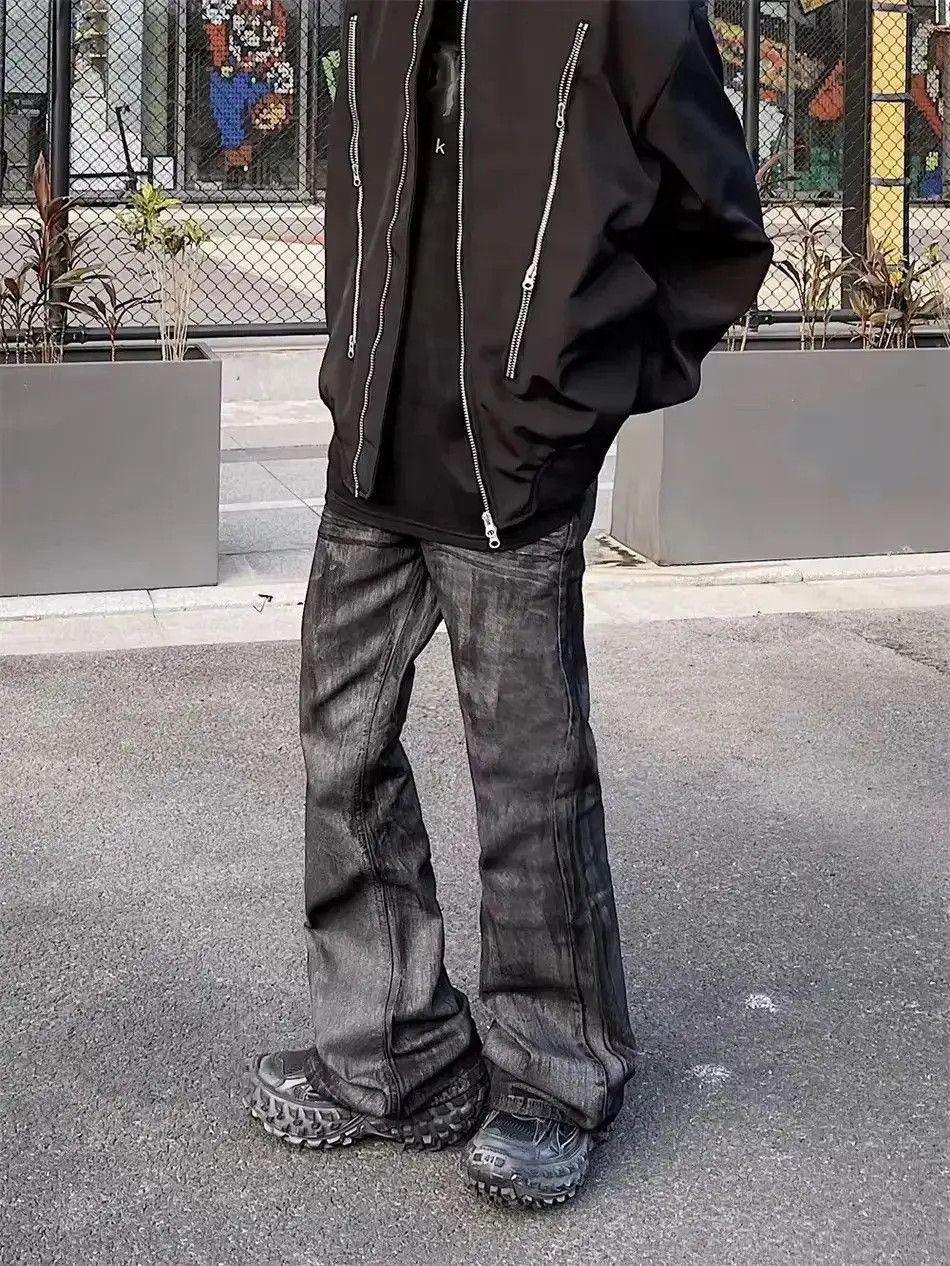 Japanese Brand Heavyweight washed and waxed micro flare jeans Size US 32 / EU 48 - 4 Thumbnail