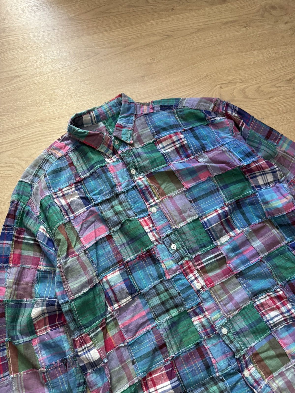 Vintage Vintage 90’s y2k Patchwork Handmade Japanese Rare Shirt Size US XL / EU 56 / 4 - 2 Thumbnail
