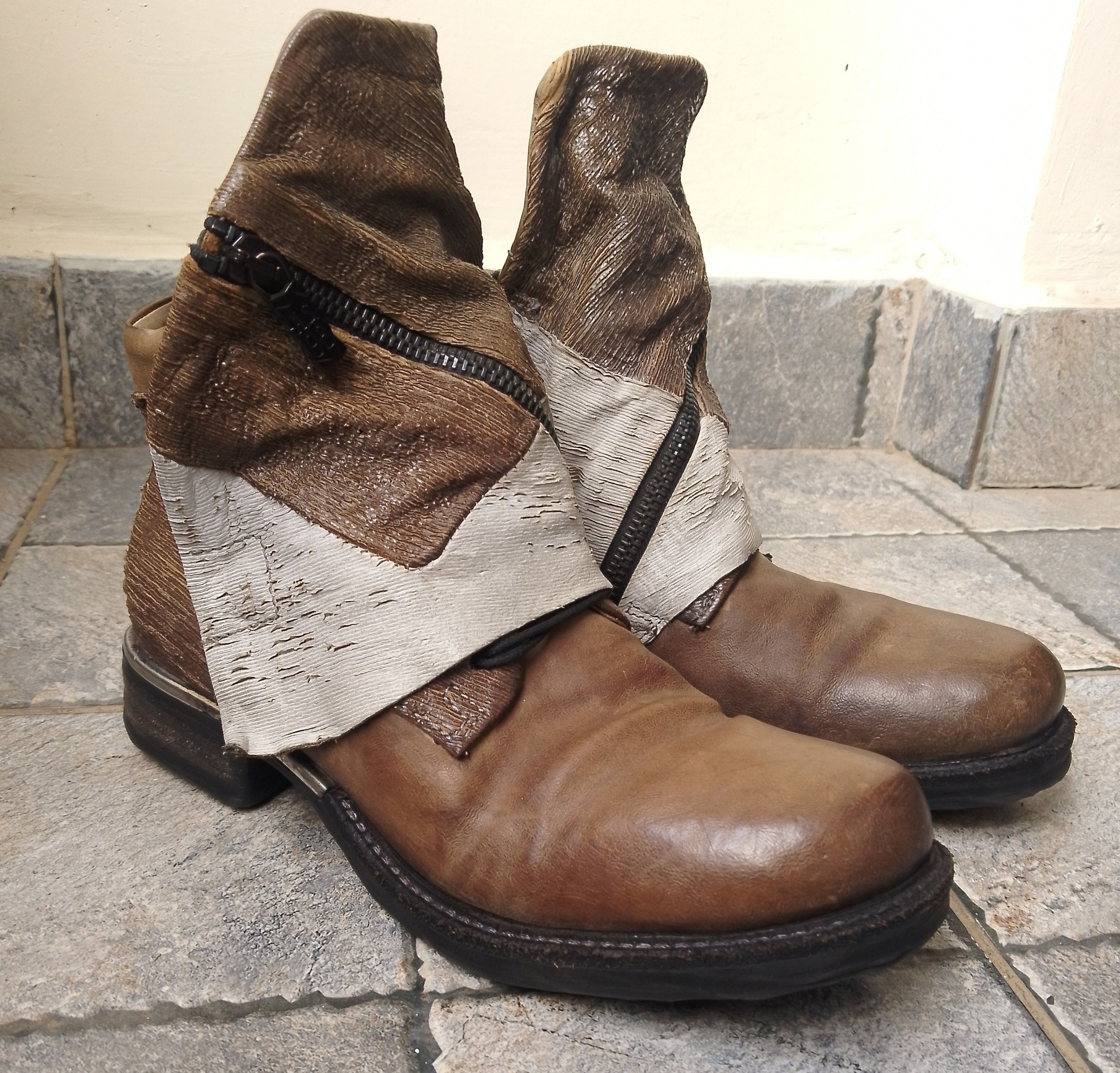 A.S.98 AS 98 layered patchwork biker boots Size US 8 / IT 38 - 1 Thumbnail