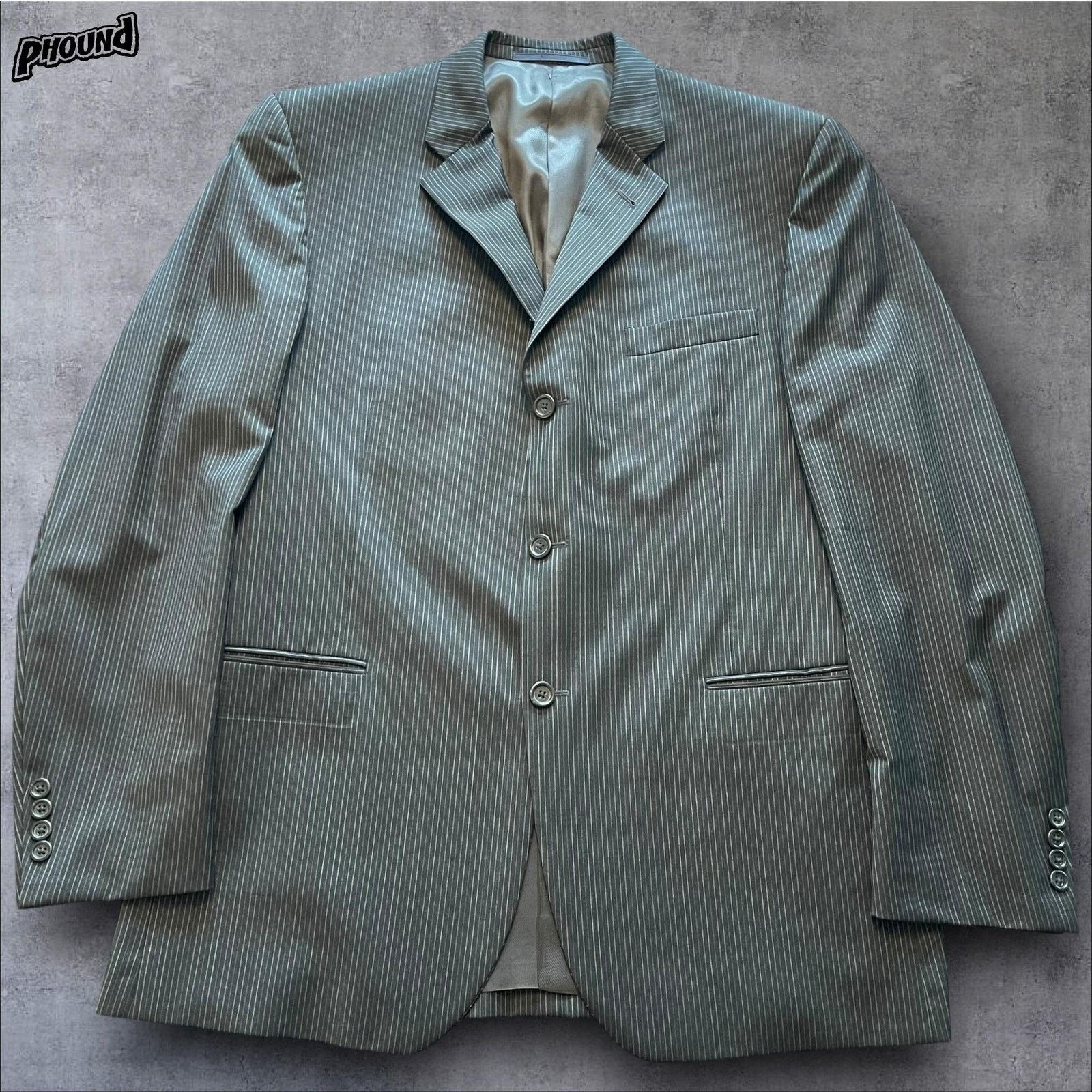 Burberry Vtg Burberry Sport Coat 44R Pinstripe Wool 3 Button Blazer Size 44R - 1 Thumbnail