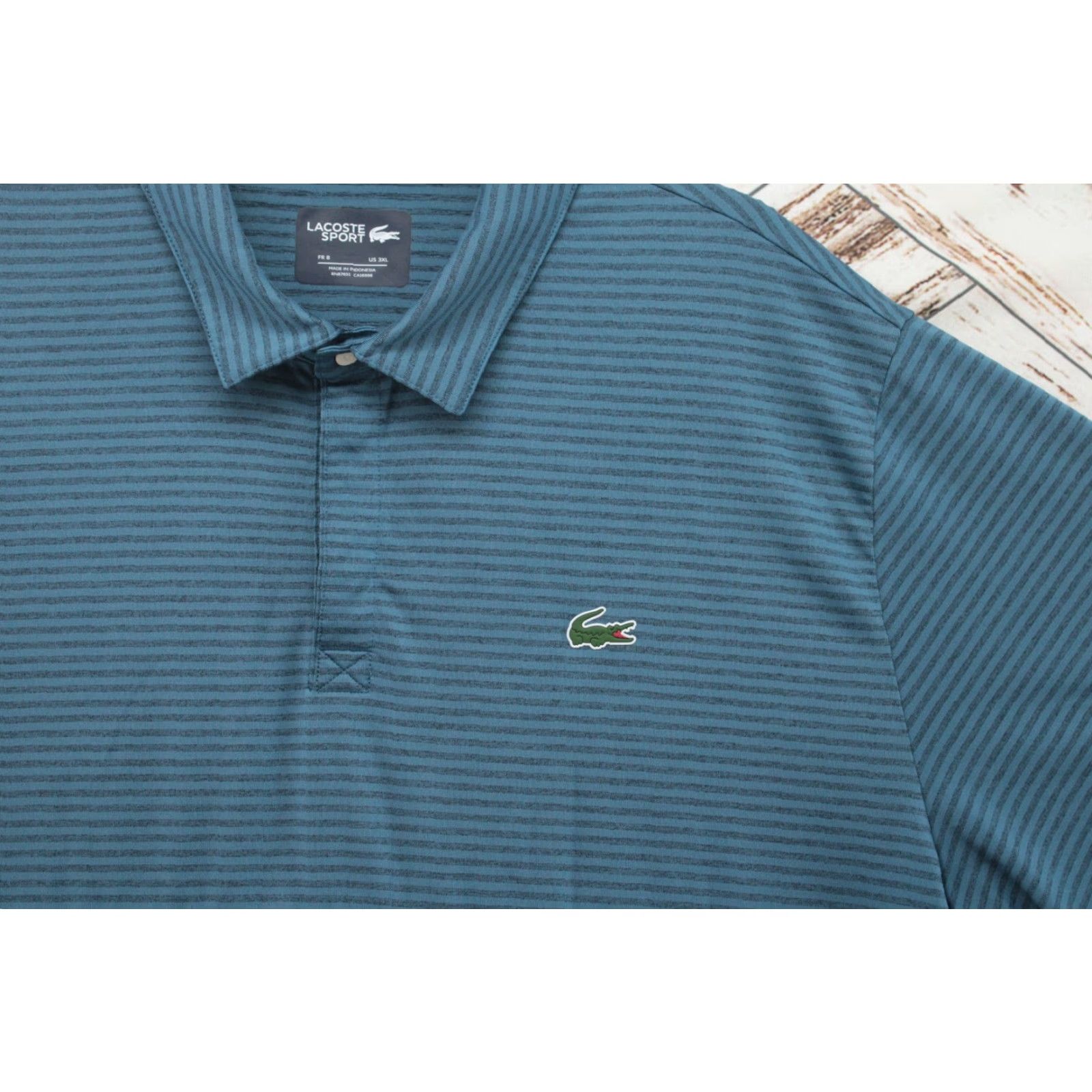 Lacoste VINTAGE Lacoste Polo Shirt Men's 3XL Blue Stripe Short Sleeve Logo Preppy Athleisure Size US XXL / EU 58 / 5 - 3 Thumbnail