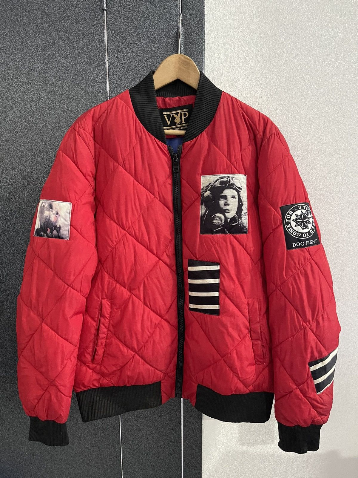 Playboy Quilted Design With Patches Bomber Jacket