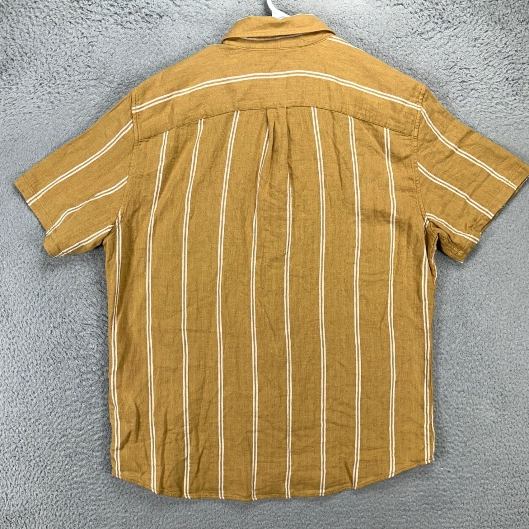 Gap Gap Shirt Men Linen Blend Gold Tan Herringbone Pocket Button Up Large Short Sleeve Casual New with Tags Size US L / EU 52-54 / 3 - 4 Thumbnail