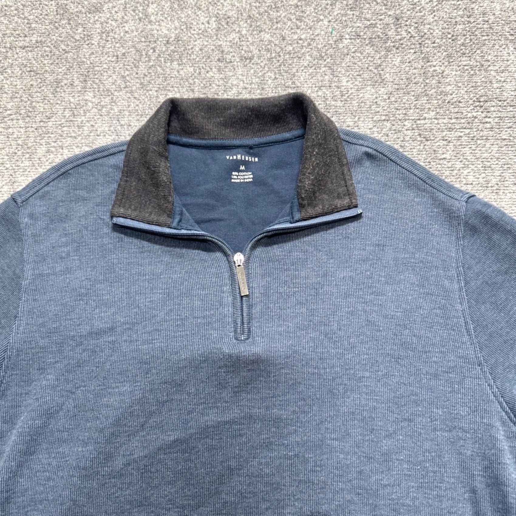 Van Heusen Van Heusen Sweatshirt Pullover M Men Blue Cotton Blend Quarter Zip Distressed/Pre-owned Size US M / EU 48-50 / 2 - 5 Thumbnail
