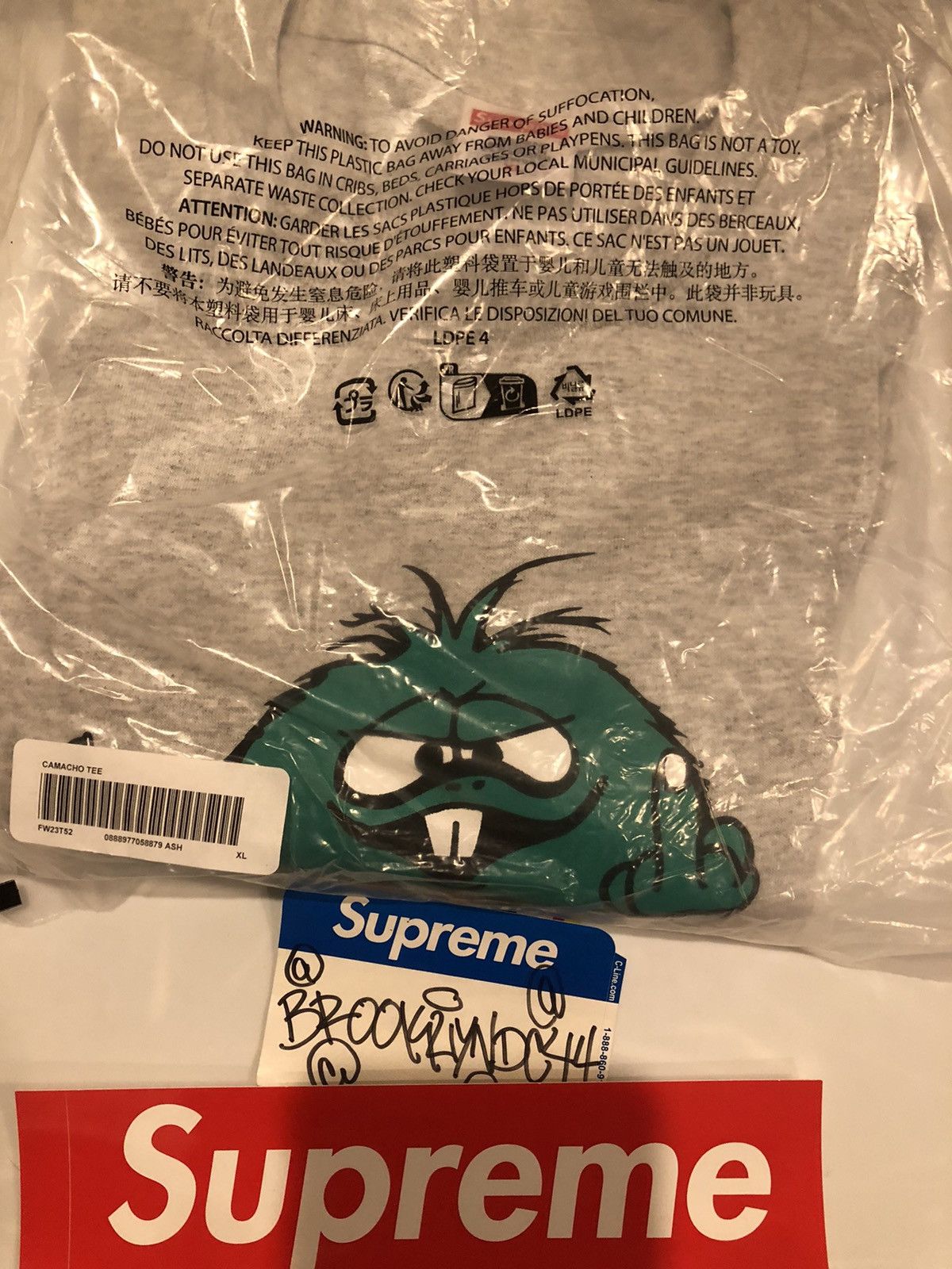 Supreme Supreme Camacho Tee XL Grey FW23 Size US XL / EU 56 / 4 - 1 Thumbnail