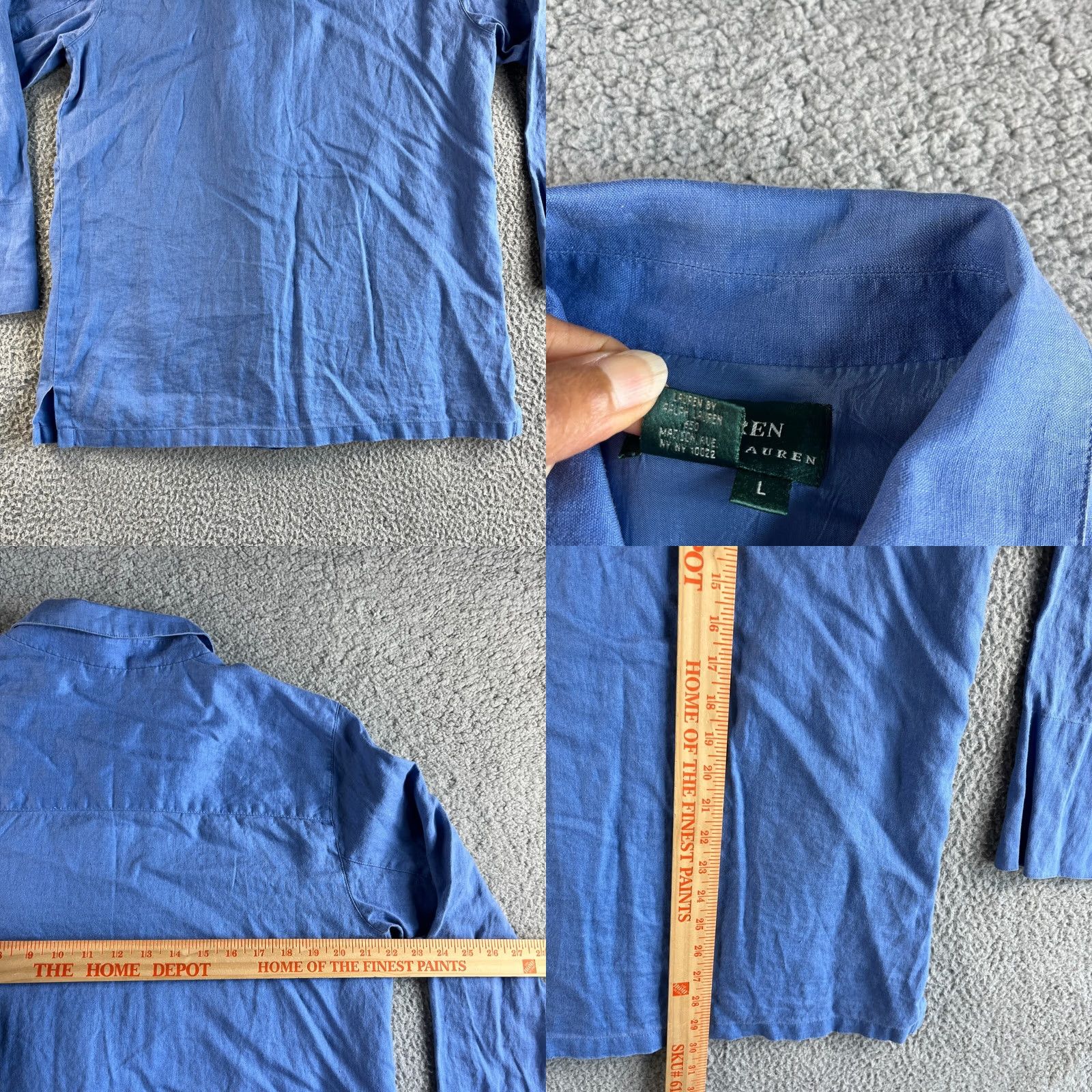 Ralph Lauren Lauren Ralph Lauren Shirt Womens L Blue Jacket Large Linen Shacket Casual Comfort Size L / US 10 / IT 46 - 9 Thumbnail