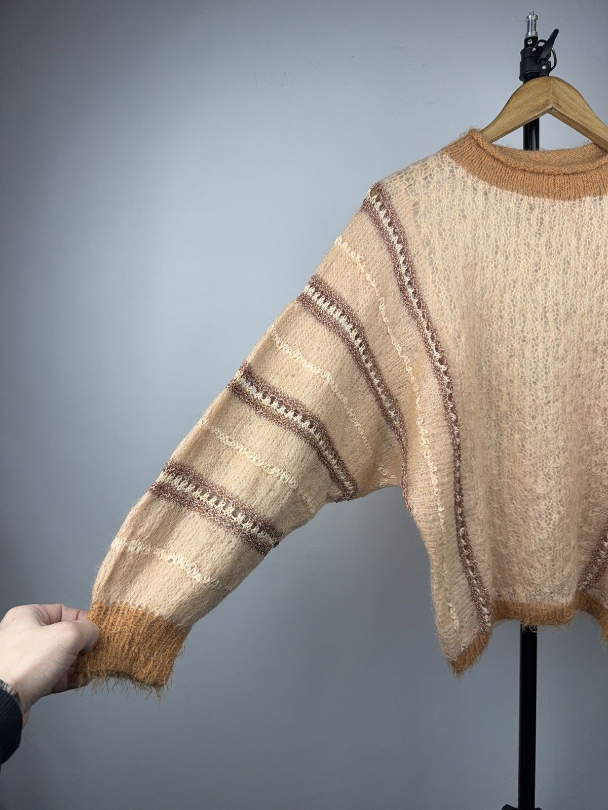 Japanese Brand Vintage Avant Garde Mohair Knit Sweater Sheer Panel Design Size M / US 6-8 / IT 42-44 - 3 Thumbnail