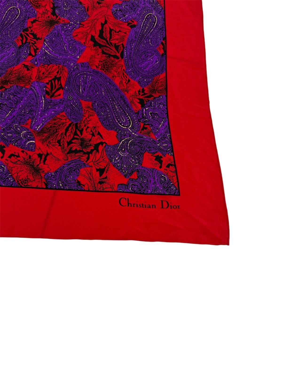 Celine × Vintage Vintage Dior Silk Scarf Paisley Red Purple Designer Size ONE SIZE - 2 Thumbnail
