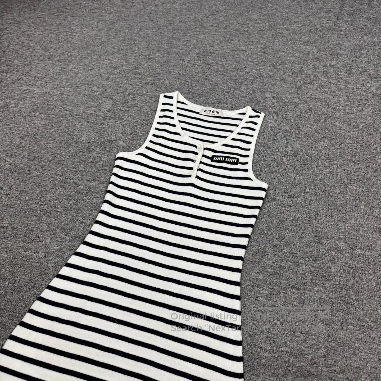 Miu Miu miu miu Alphabet Logo Striped Sleeveless Dress| Size S / US 4 / IT 40 - 4 Thumbnail
