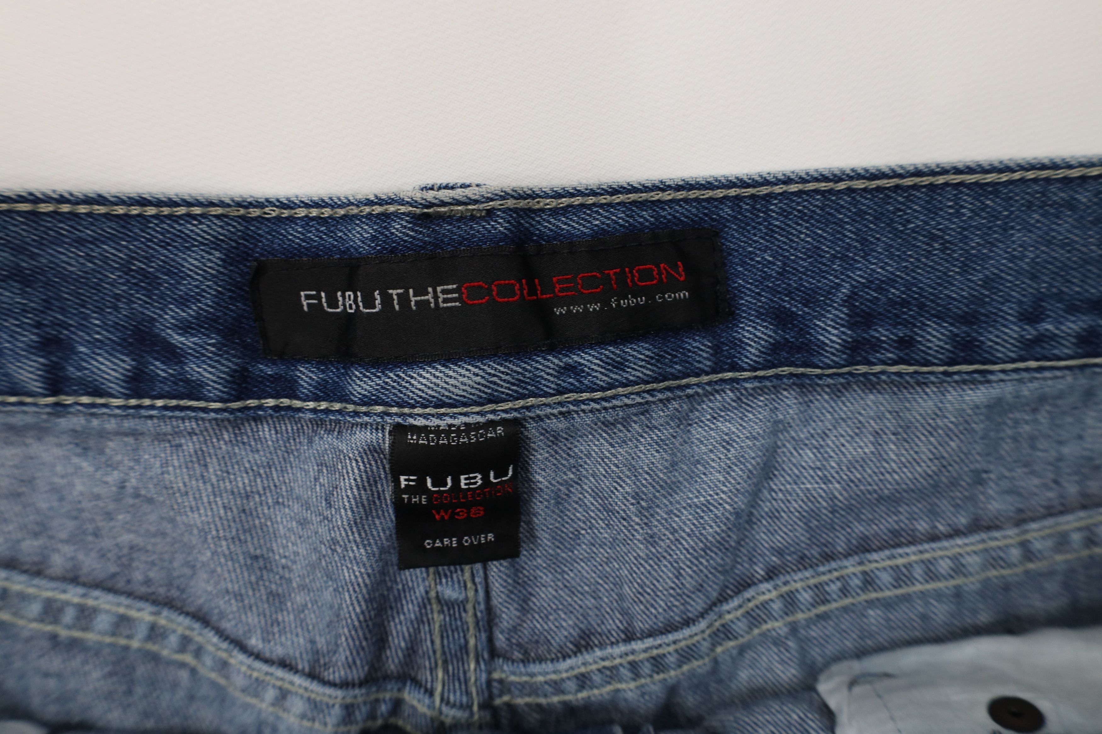 Fubu Vintage 90s Y2K FUBU Relaxed Fit Denim Dungaree Shorts Blue Size US 38 / EU 54 - 9 Thumbnail