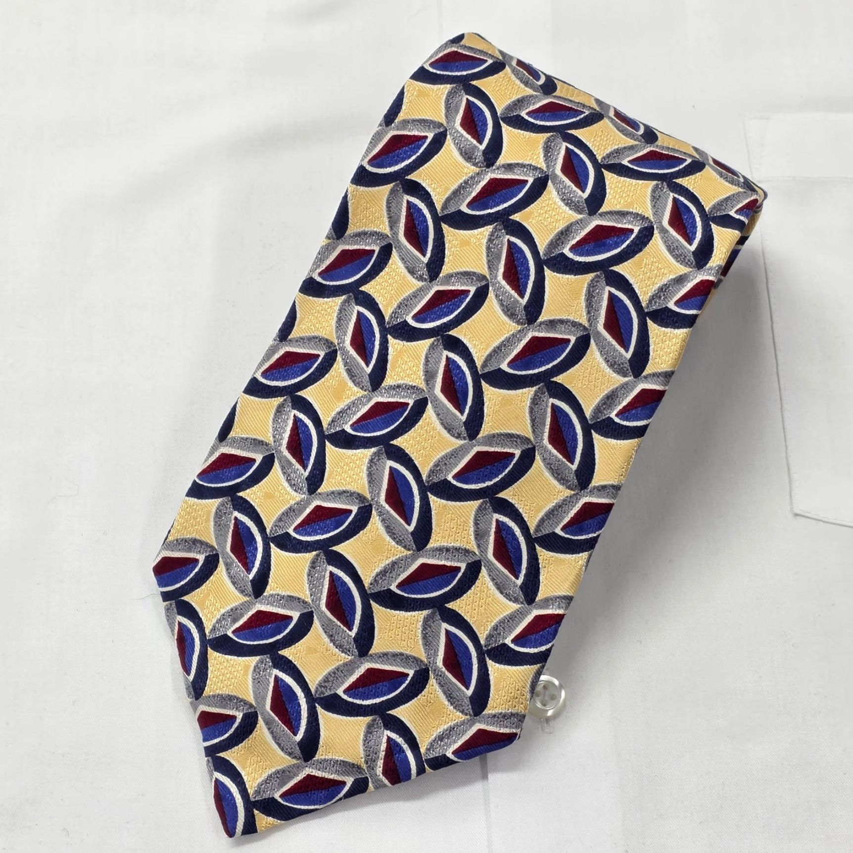 Robert Talbott Robert Talbott Necktie Mens Yellow Geometric Silk Tie Designer USA Size ONE SIZE - 2 Thumbnail