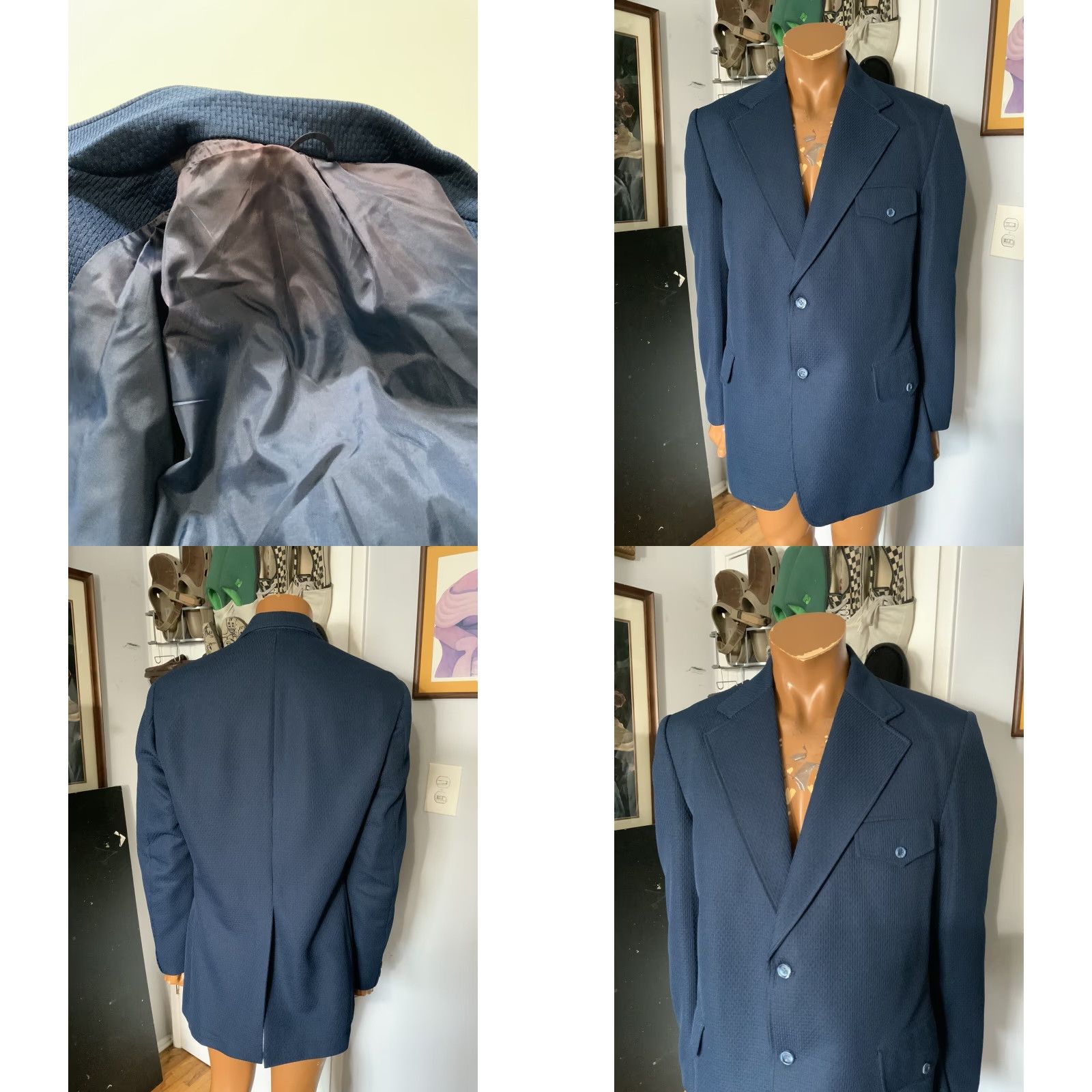 Vintage VINTAGE 70s Matt Andrews Double Knit Polyester Disco Leisure Blazer Jacket Sz. L Size 42R - 8 Thumbnail