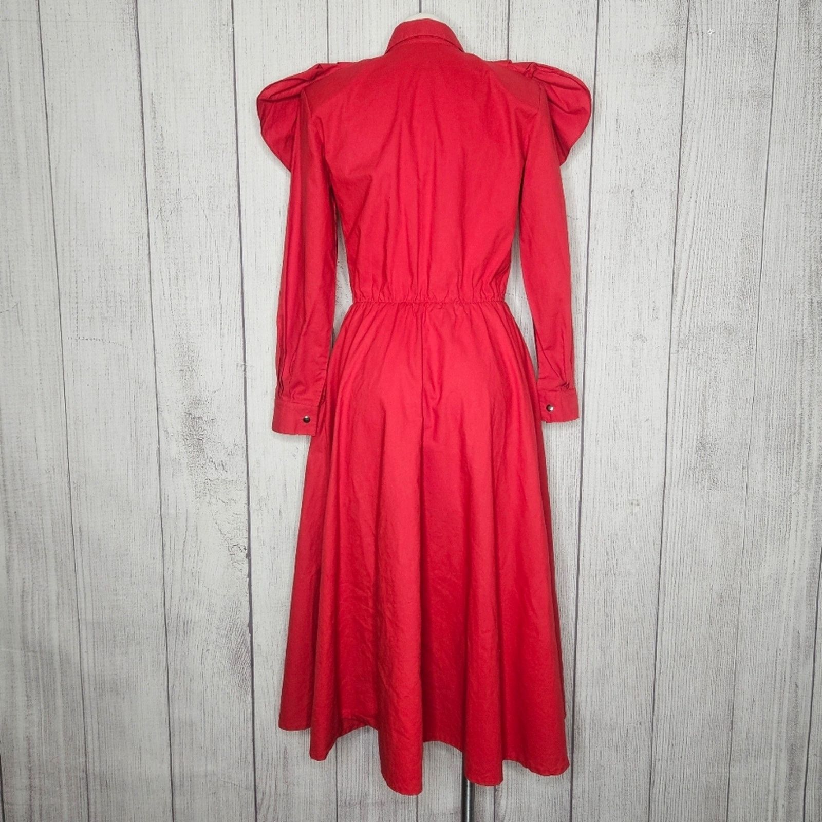 Vintage VTG Lilia Smitty Red Western Shirt Dress Ruffle Yoke Collar Size S / US 4 / IT 40 - 6 Thumbnail