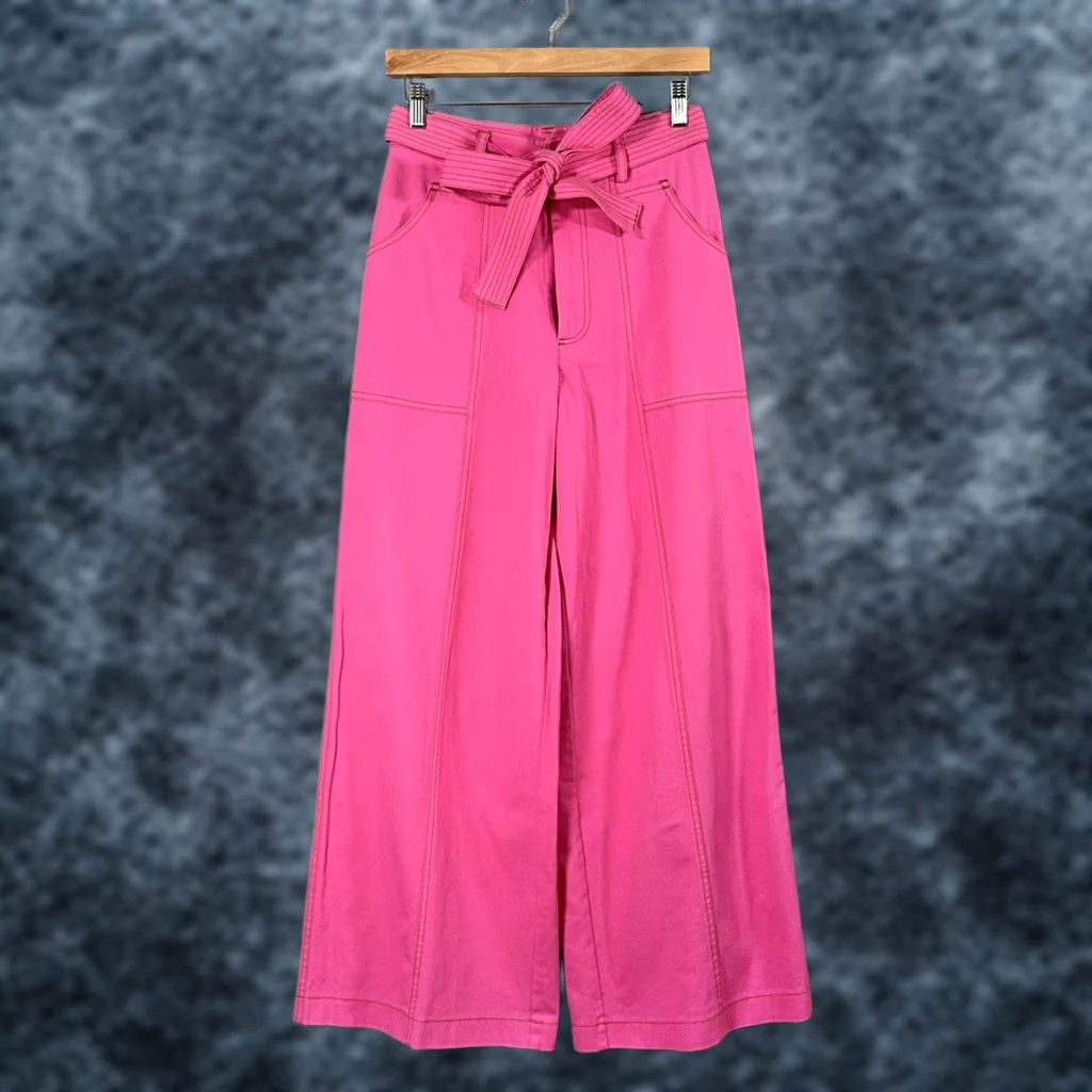 Farm Rio Farm Rio Pants Womens 25 Pink Wide Leg Belted High Rise Chino Twill Utility Pants Womens Pink Chino Wide-Leg Belted High Rise 25 Mens Womens Girls? Size 42" / US 20 - 1 Thumbnail