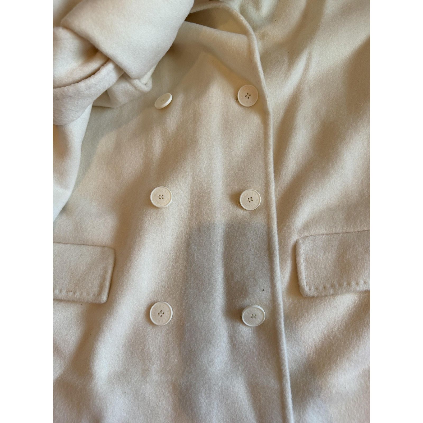 Sandro Sandro Womens Wrap Scarf Collar Long Overcoat 42 White Size M / US 6-8 / IT 42-44 - 7 Thumbnail