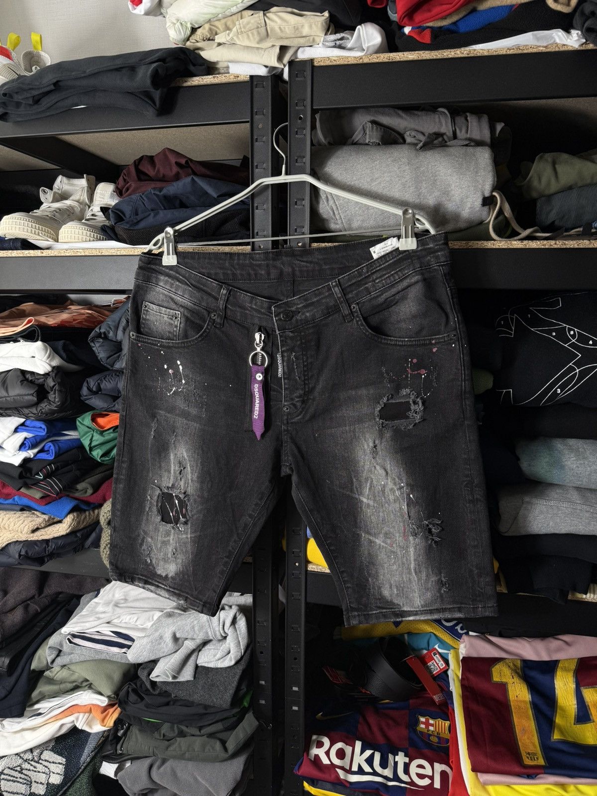 Dsquared2 Dsquared2 Distressed Denim Shorts Paint Splatter Black Size US 32 / EU 48 - 1 Thumbnail