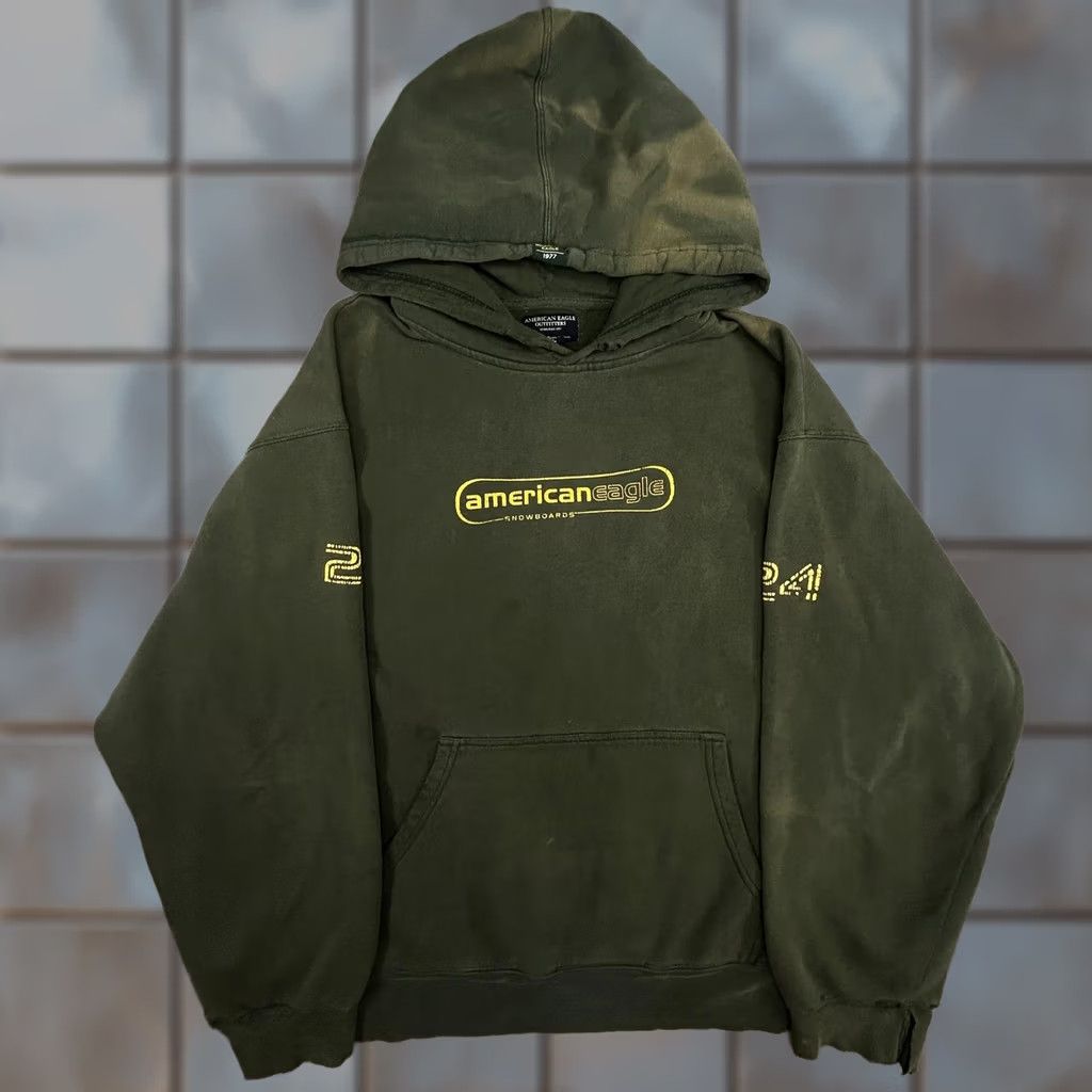 American Eagle Outfitters VINTAGE American Eagle Hoodie Mens 2XL Green Snowboard Faded Distressed 90s Size US XXL / EU 58 / 5 - 1 Thumbnail