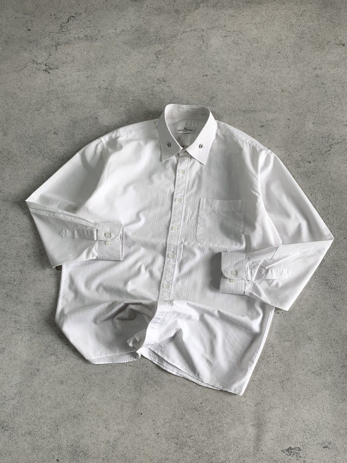 Balenciaga balenciaga stripe white on white button up shirt Size US L / EU 52-54 / 3 - 10 Thumbnail