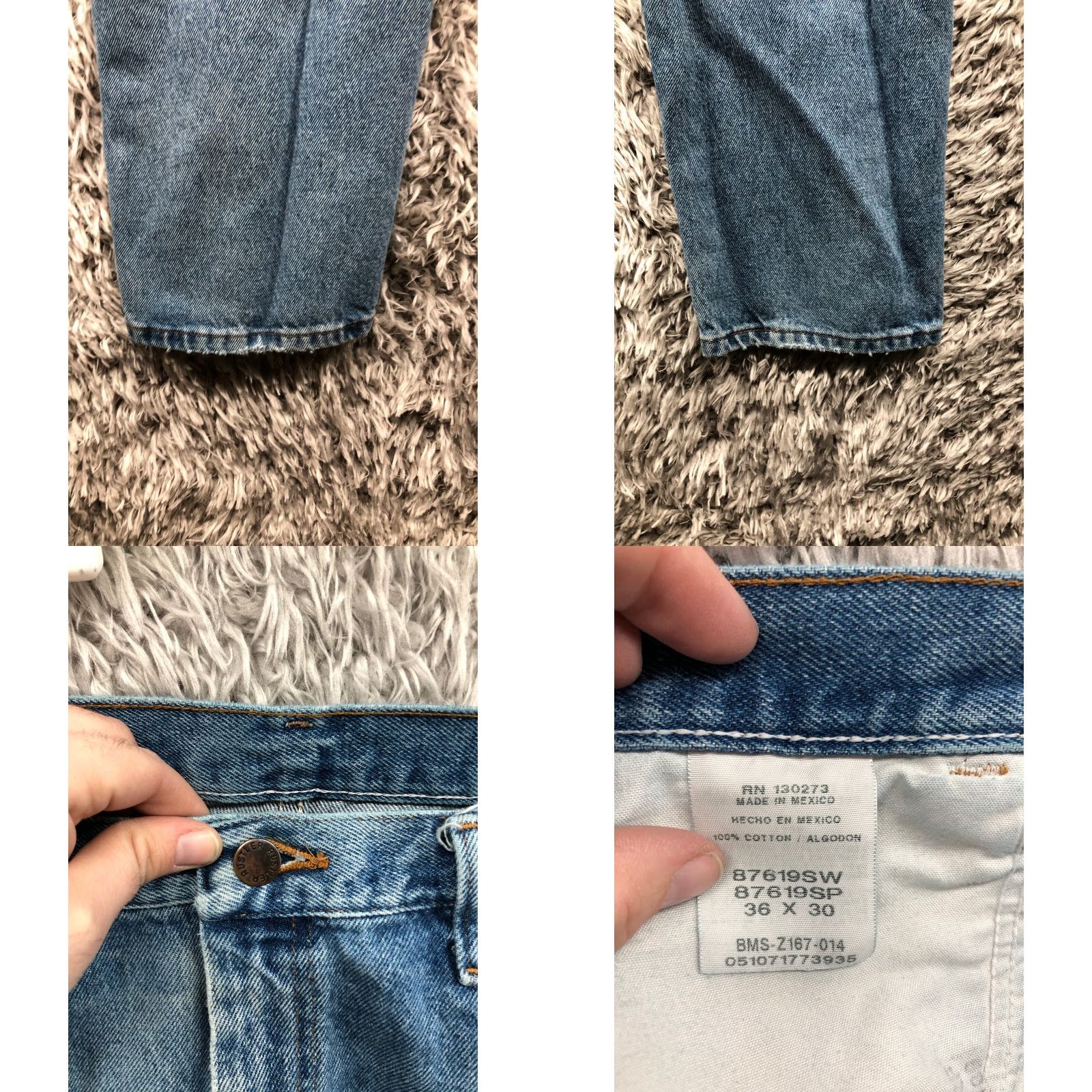 Denime Rustler Jeans 36x30 Mens Mid Rise Straight Leg Dark Wash Blue Denim Jeans Size US 36 / EU 52 - 8 Thumbnail