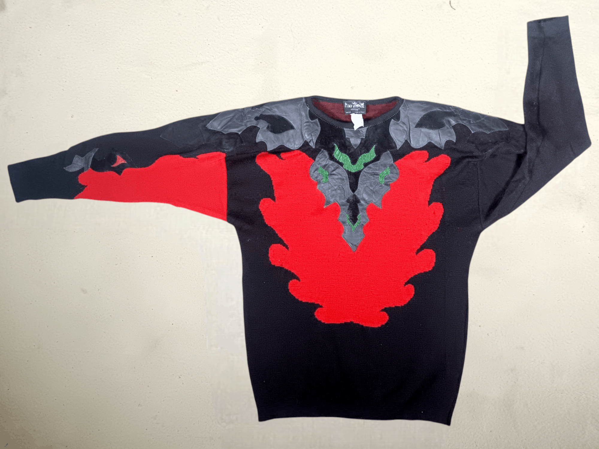 Japanese Brand Crazy Vintage Place Vendome leather Knit Crewneck Sweater Size US L / EU 52-54 / 3 - 5 Thumbnail