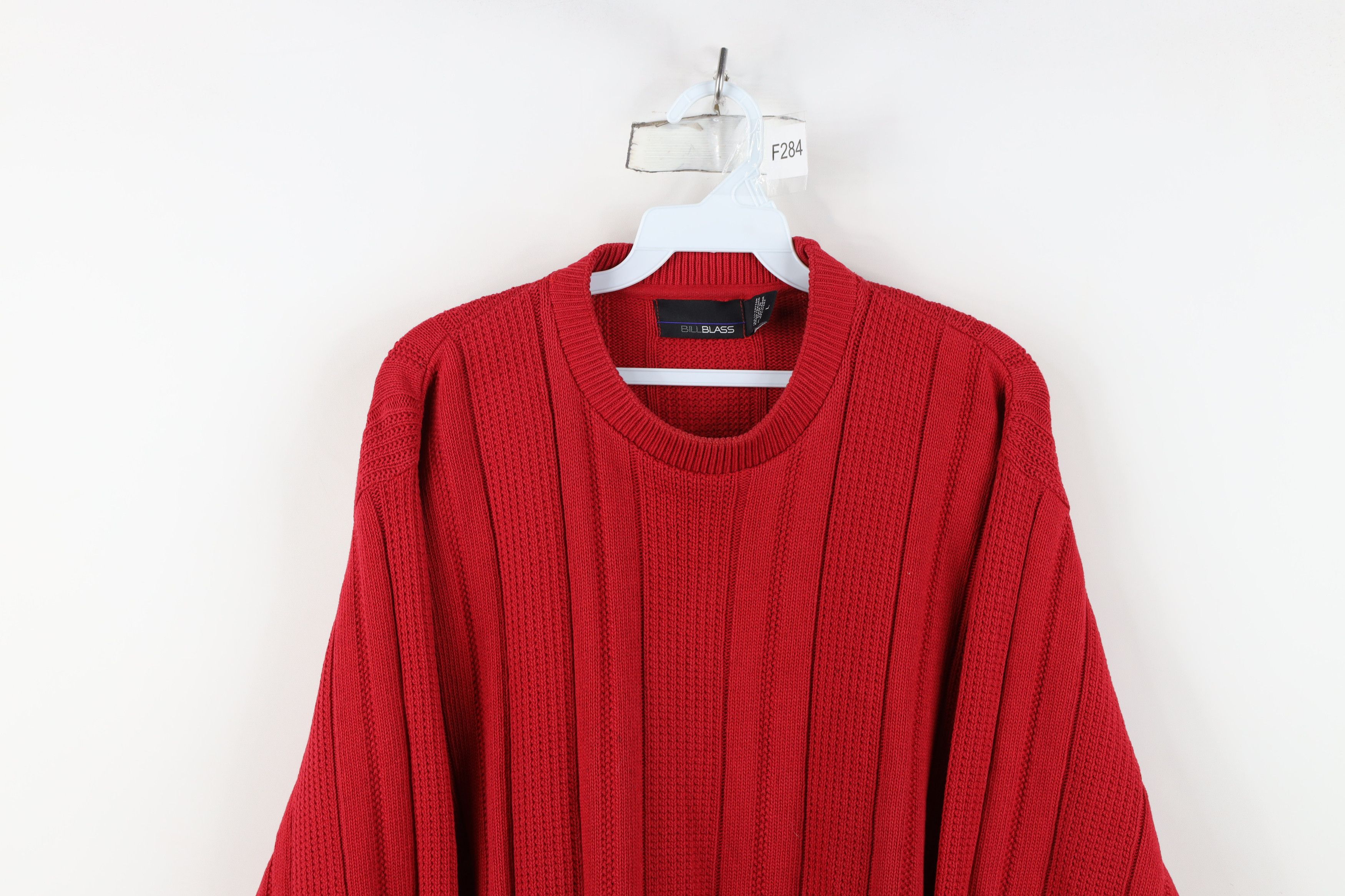 Vintage Vintage 90s Streetwear Ribbed Knit Crewneck Sweater Red Size US L / EU 52-54 / 3 - 2 Thumbnail