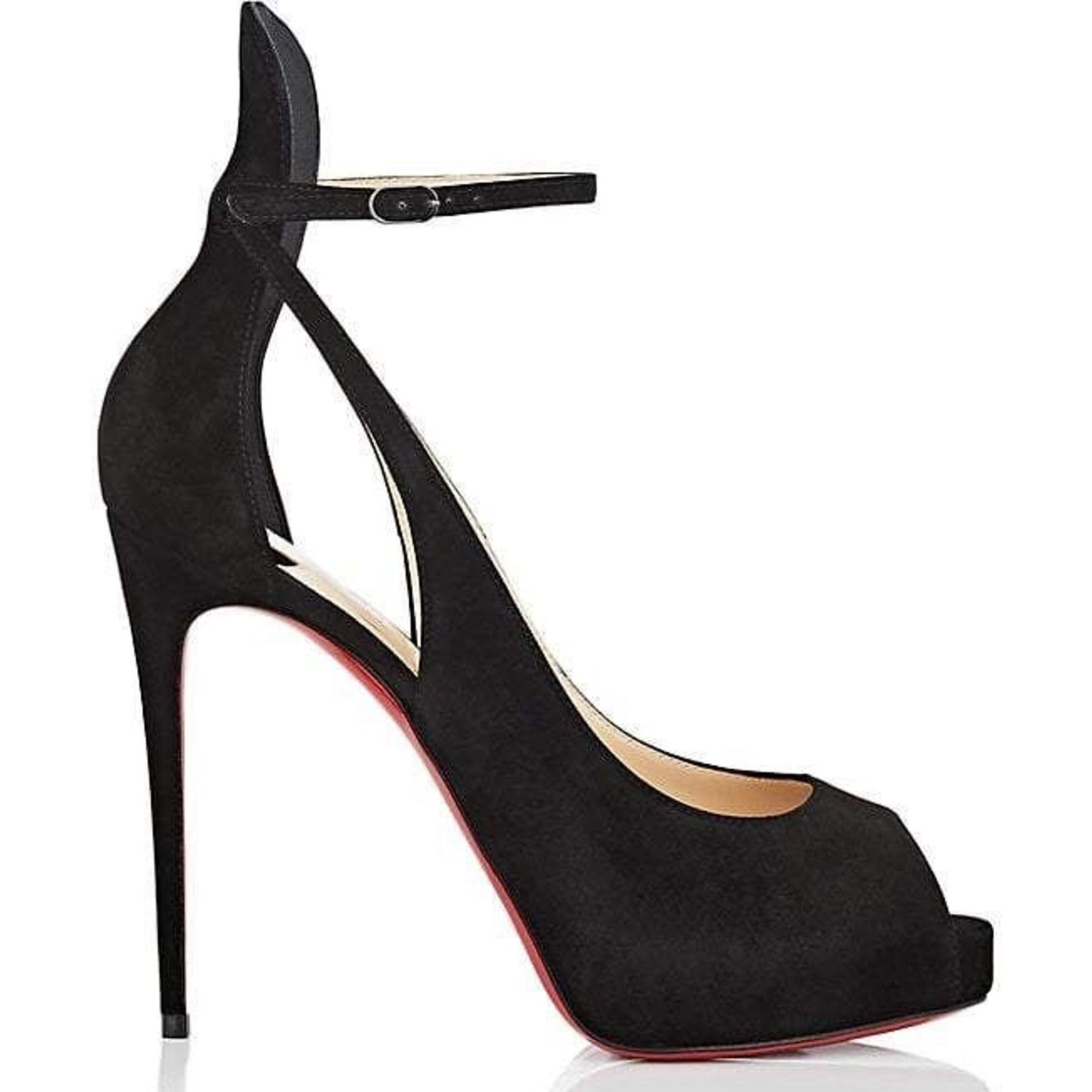 Christian Louboutin Mascaralta 120 Black Suede Peep Platform Sandal Heel Pump 36 Size US 6 / IT 36 - 1 Thumbnail