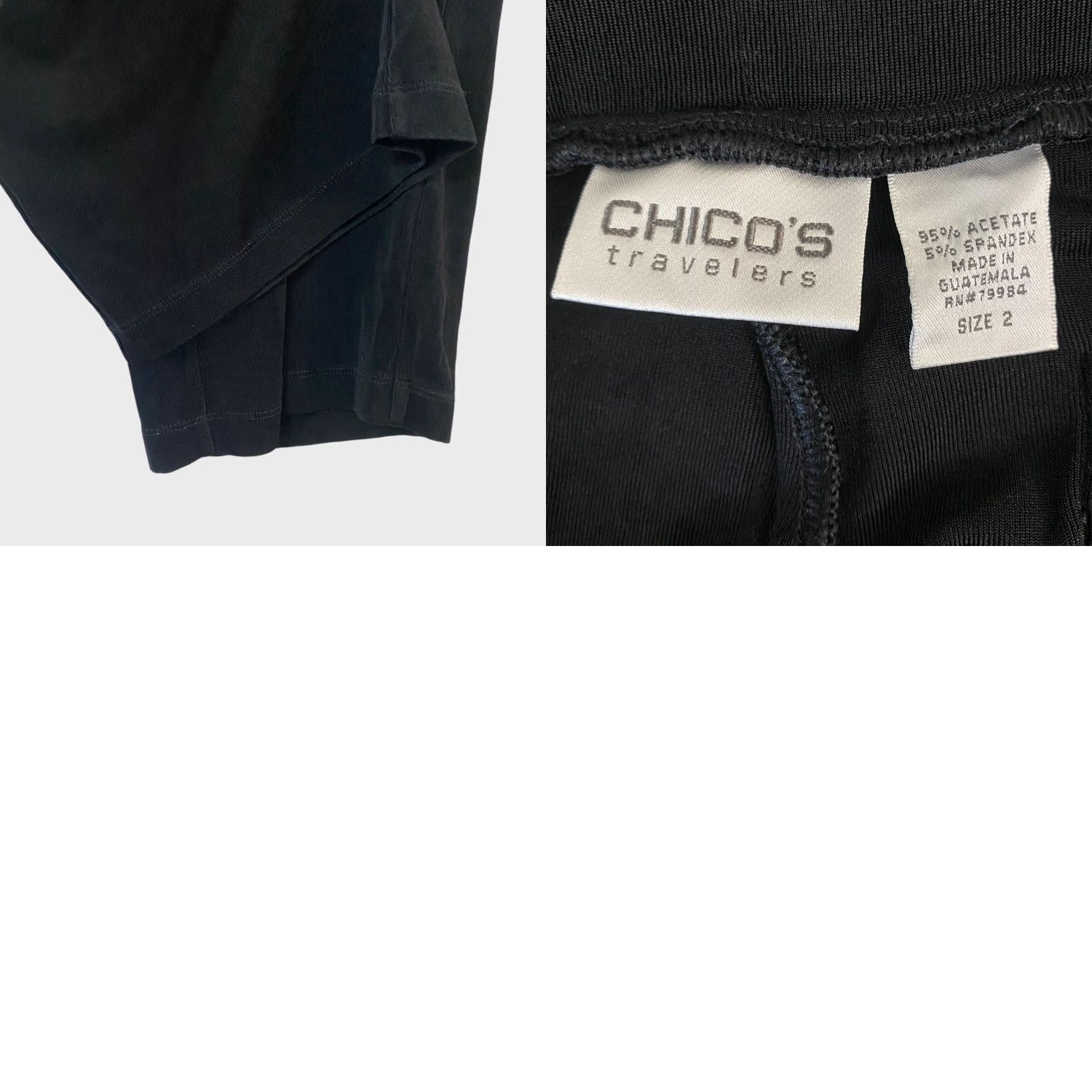 Vintage CHICO'S Travelers Comfort Fit Wide-Leg Pants Black Cropped Stretch Zip Pockets Womens 2 Beach Size 26" / US 2 / IT 38 - 8 Thumbnail