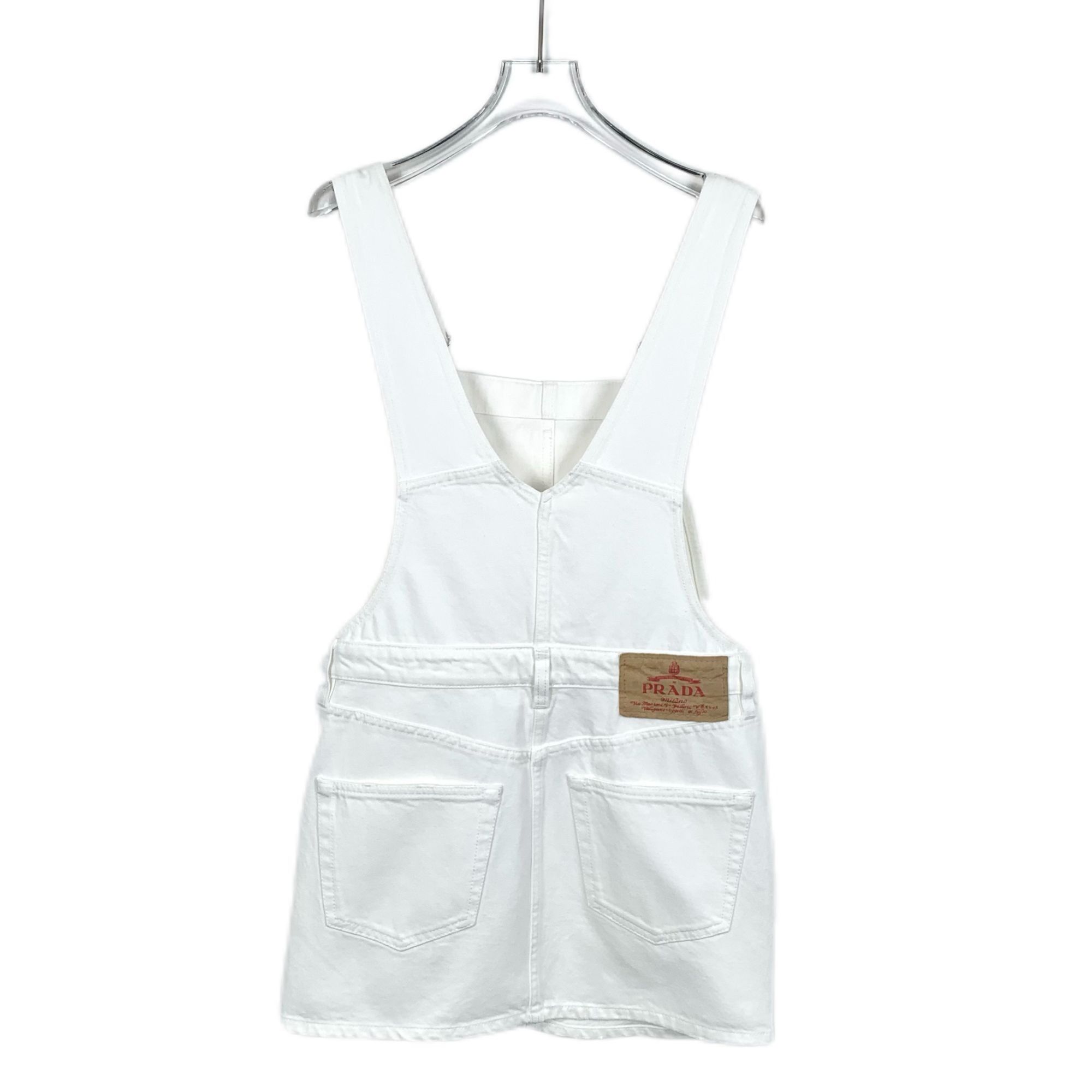 Prada Prada White Triangle Logo Cotton Suspender Dress (Size XS) Size XS / US 0-2 / IT 36-38 - 8 Thumbnail