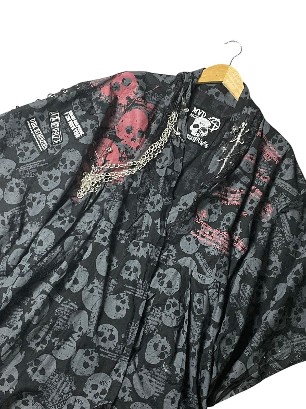 Japanese Brand MAD PUNKS SKULL PRINT YUKATA KIMONO (98) Size US S / EU 44-46 / 1 - 2 Thumbnail