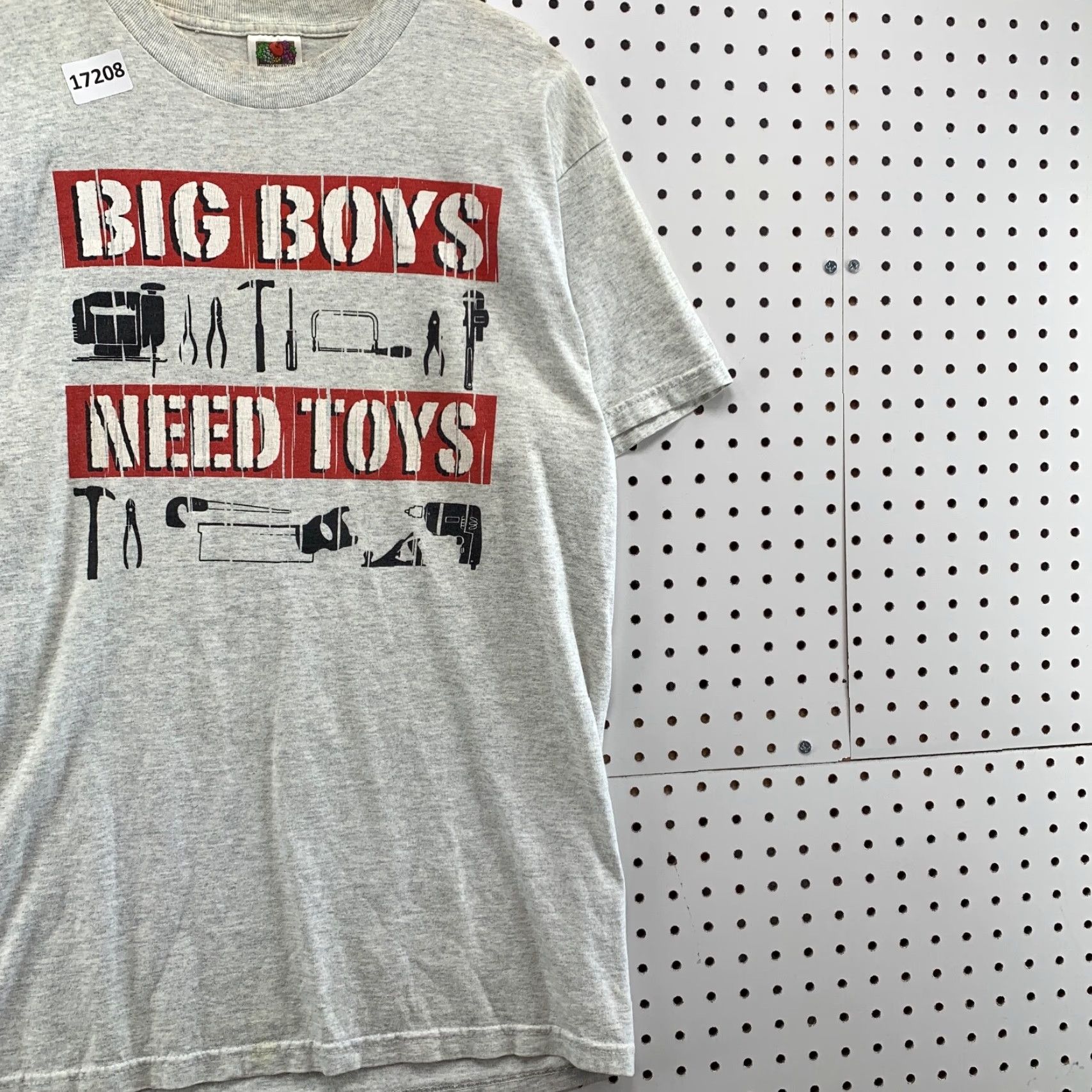 Fruit Of The Loom Vintage Big Boys Needs Toys Shirt Adult L Gray Short Sleeve Tool Graphic Outdoor Size US L / EU 52-54 / 3 - 4 Thumbnail