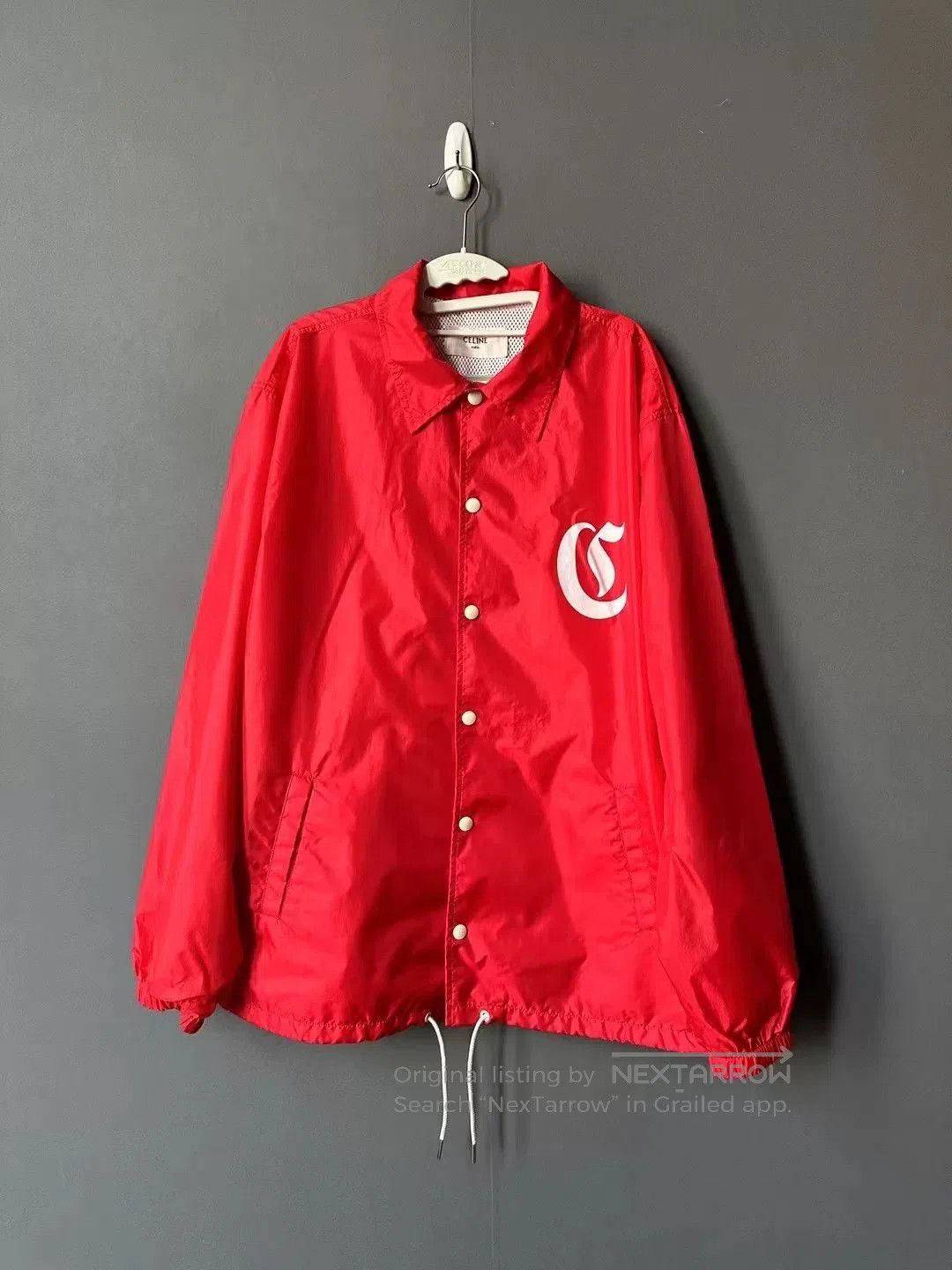Celine Red Celine Jacket with White Logo. Size US M / EU 48-50 / 2 - 1 Thumbnail