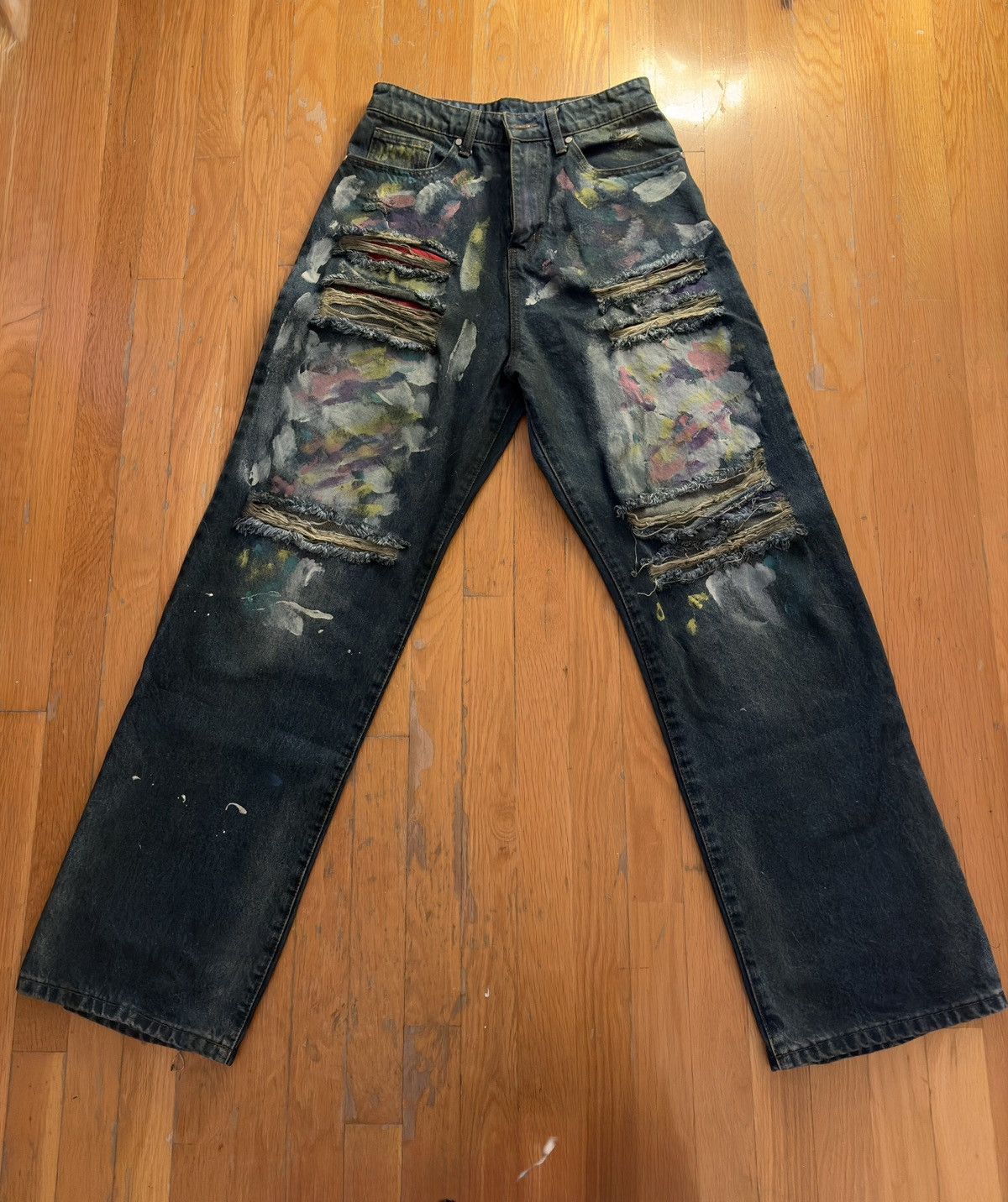 basketcase gallery LAX, baggy denim, paint splatter Size US 28 / EU 44 - 1 Thumbnail