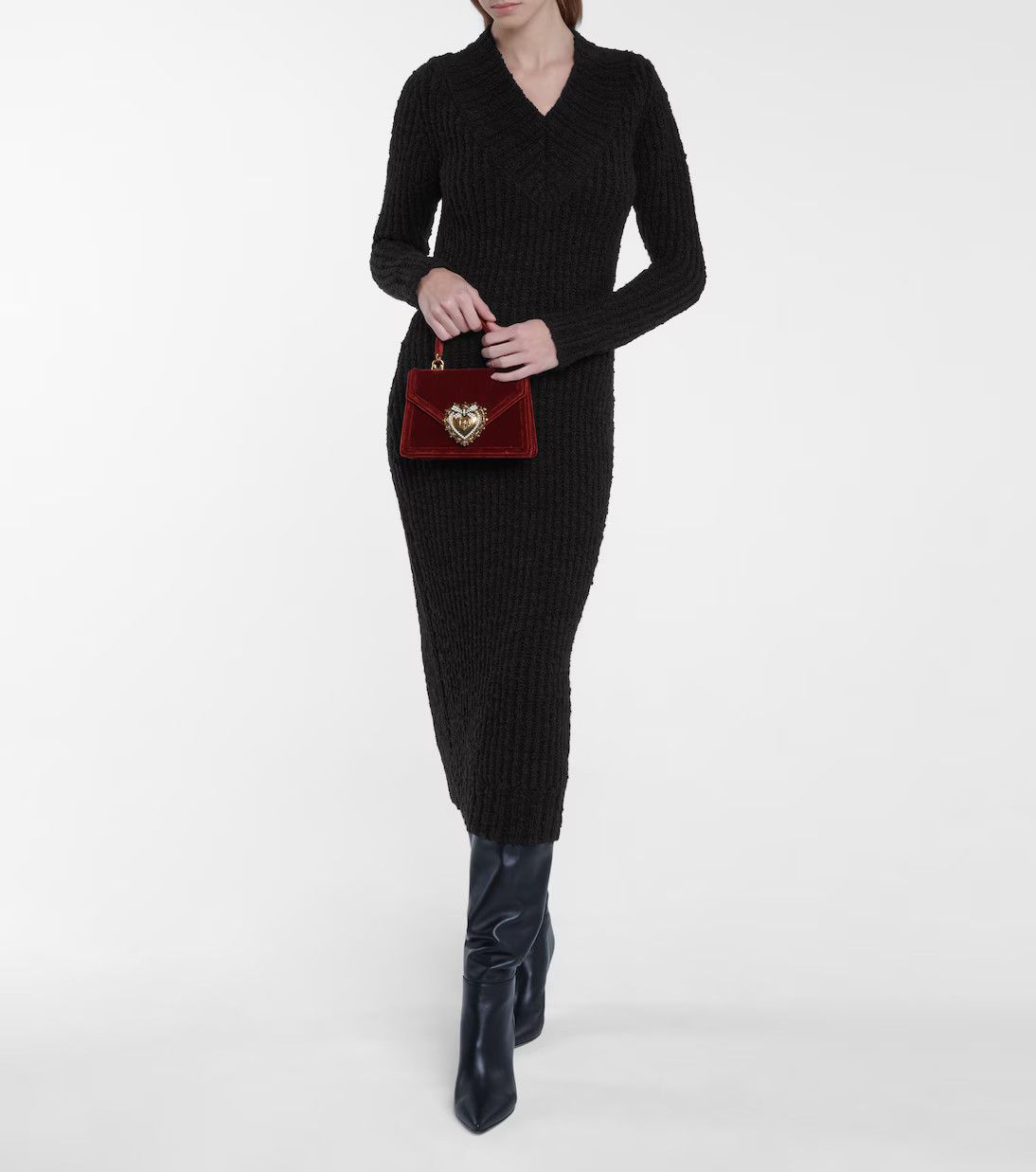 Dolce & Gabbana o1y0825 Midi Dress in Black Size M / US 6-8 / IT 42-44 - 2 Thumbnail