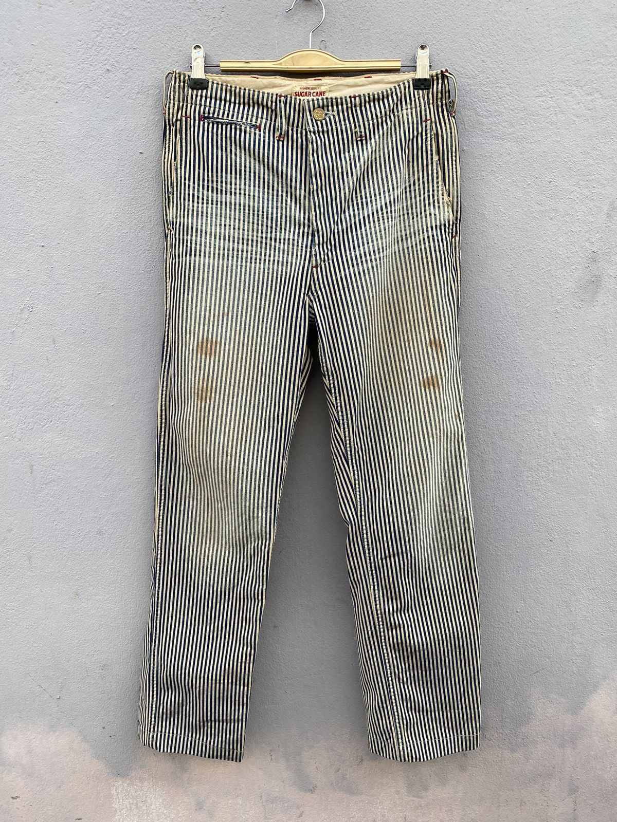 Sugar Cane 🔥RARE🔥Vtg SUGAR CANE&CO Distressed Hickory Workwear Pant Size US 30 / EU 46 - 3 Thumbnail