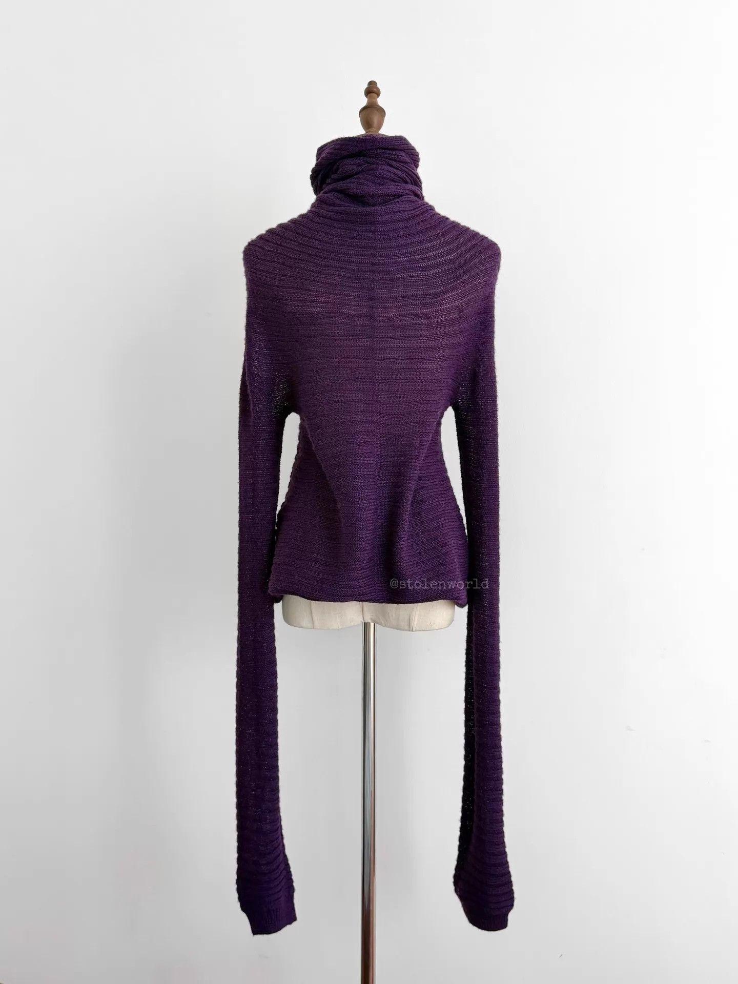 Y's Y's Grape Purple Stacked Neck/Cuff Knit Sweater Size 2 Size XS / US 0-2 / IT 36-38 - 6 Thumbnail