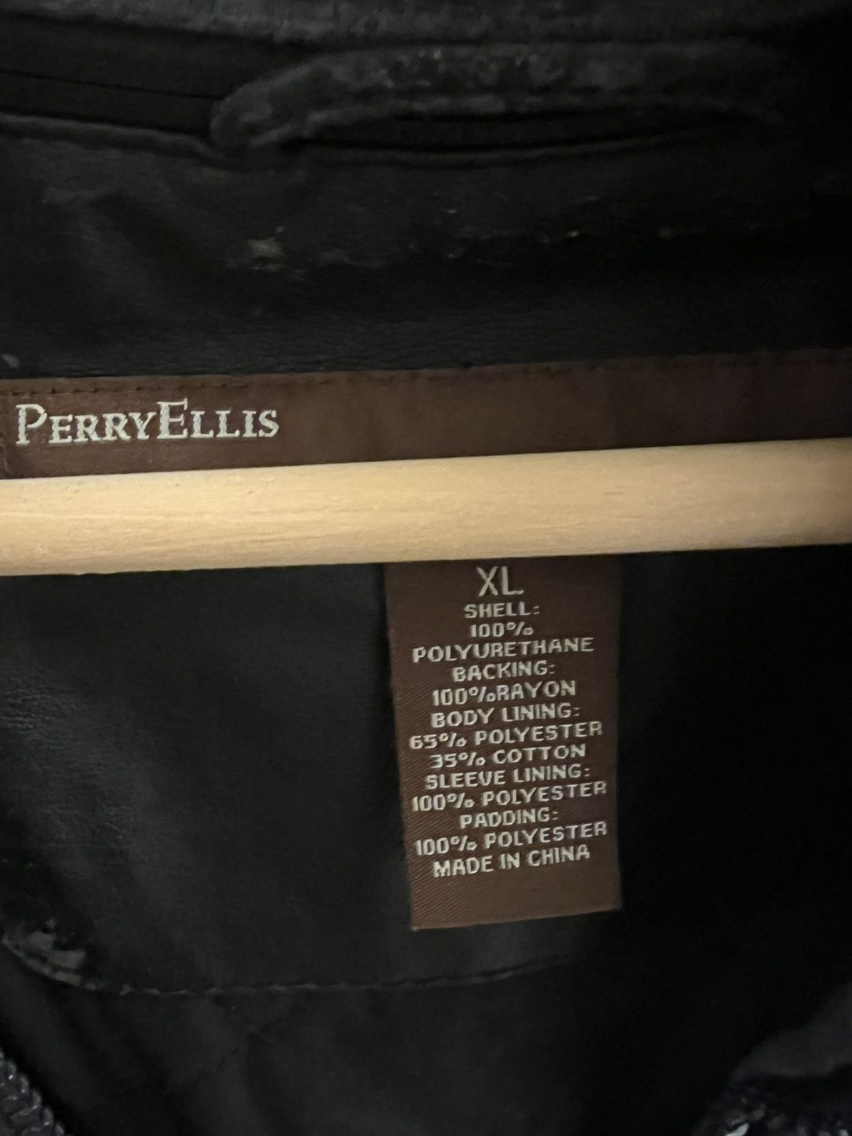 Perry Ellis Perry Ellis Men’s Black Faux Leather Hooded Moto Jacket Size US XL / EU 56 / 4 - 3 Thumbnail