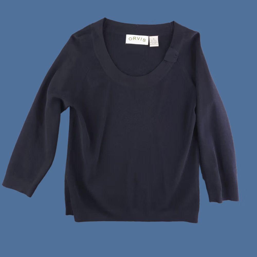 Orvis Orvis Shirt Womens Small Rayon Pullover Top Black Long Sleeve Blouse Size S / US 4 / IT 40 - 1 Thumbnail