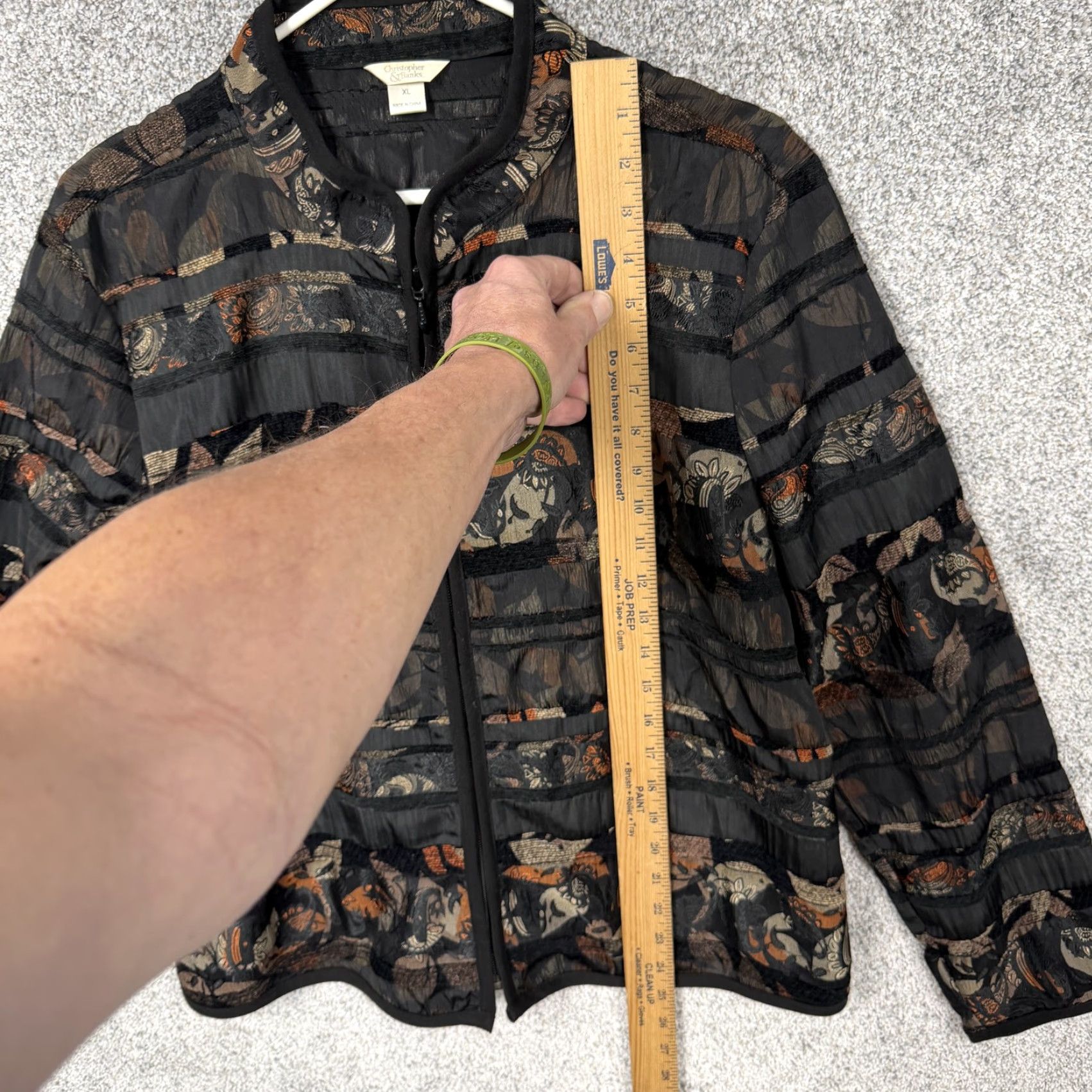 Vintage Christopher & Banks Jacket XL Full Zip Black Paisley Floral Jacquard Lined Unlined Lightweight Womens Casual Fall Spring Size XL / US 12-14 / IT 48-50 - 2 Thumbnail