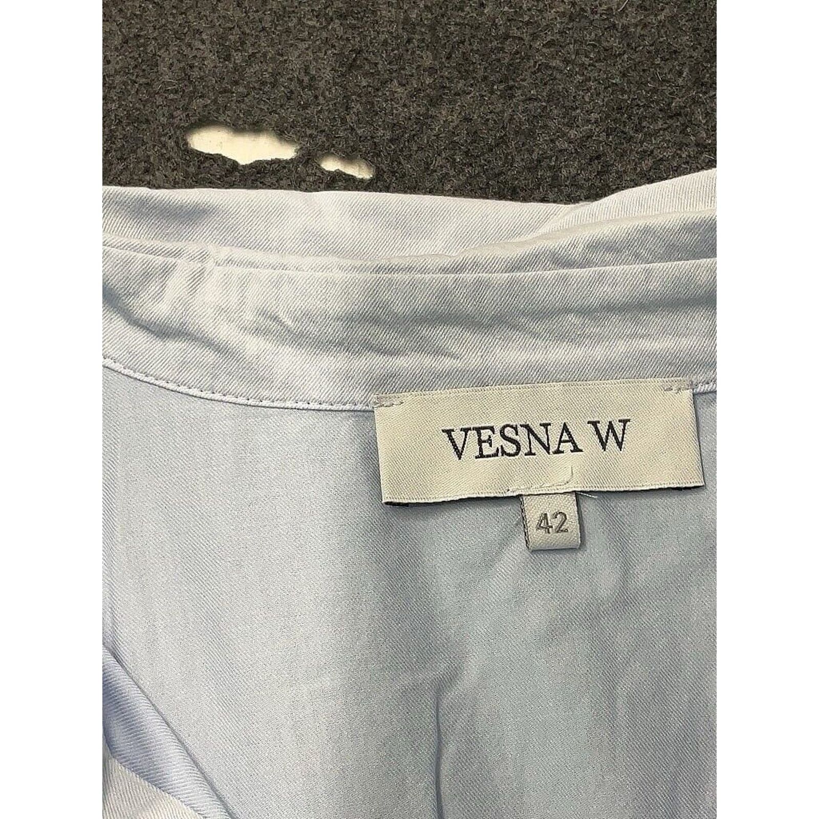 Designer Vesna W Blue Cotton Poplin Collared Button Down 42 US 10 Size L / US 10 / IT 46 - 3 Thumbnail