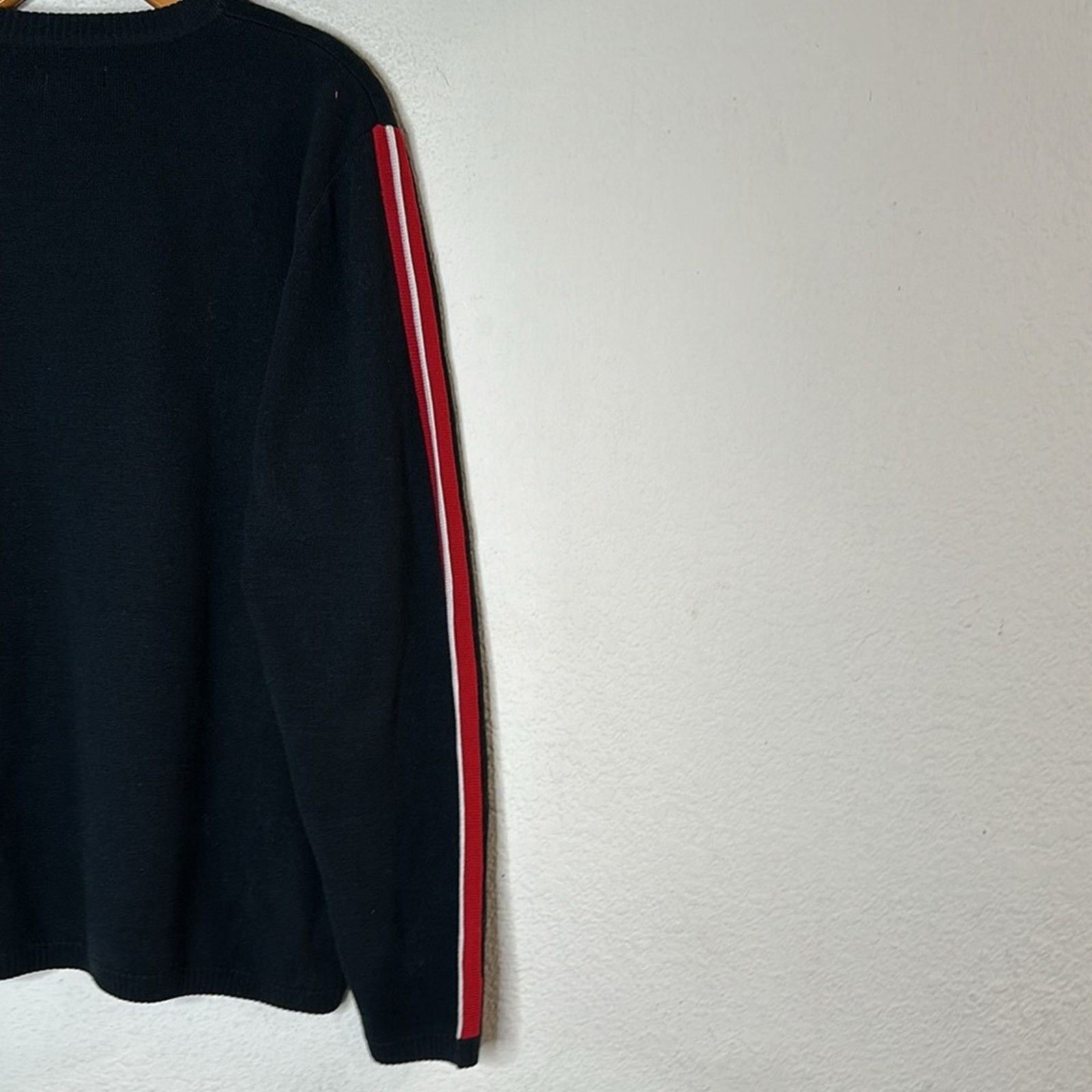 UNIONBAY × Vintage VTG 1990s Union Bay Striped Sweater Black Red Size Large Size US L / EU 52-54 / 3 - 14 Thumbnail