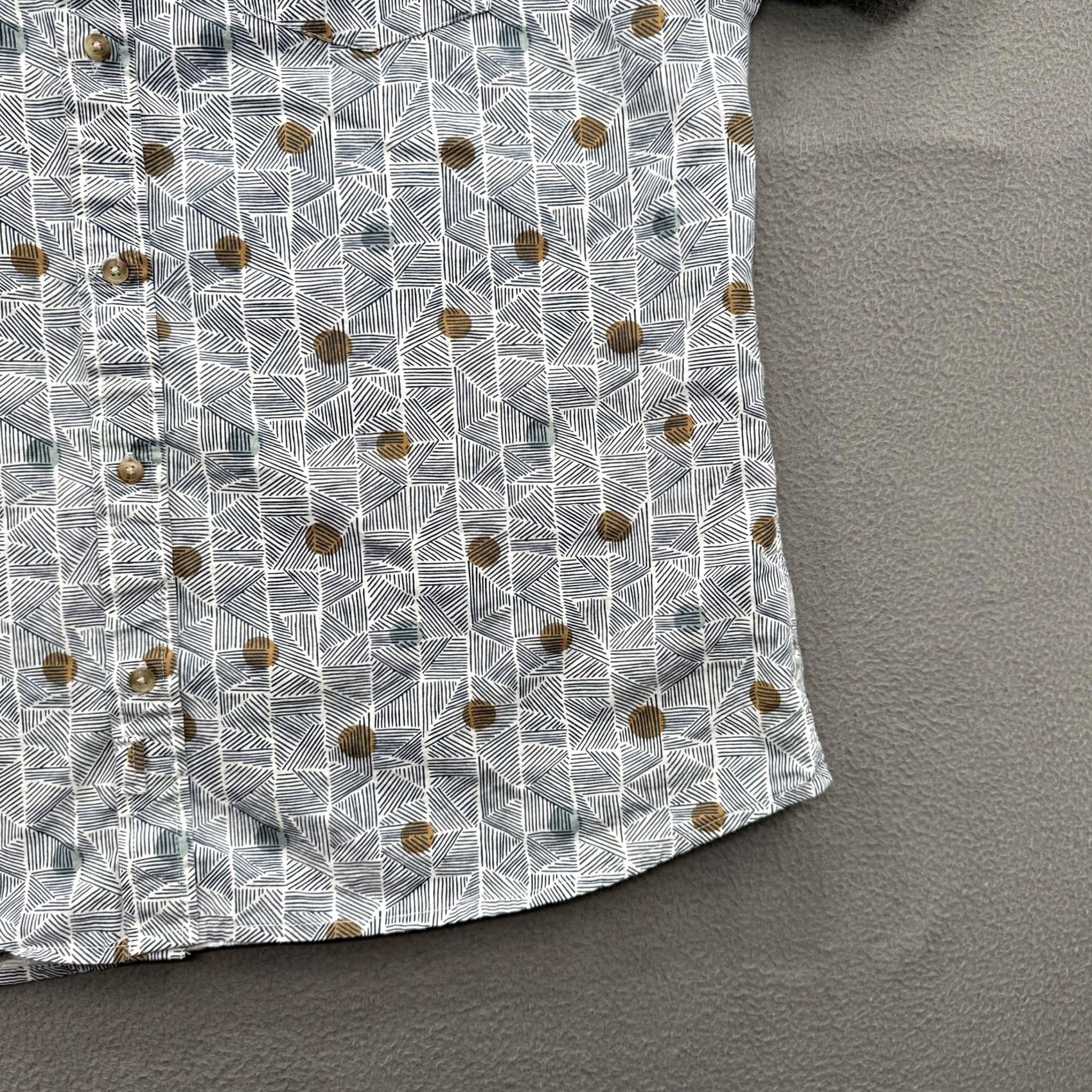 Vintage Bridge & Burn Shirt Mens 2XL Geometric Organic Cotton Short Sleeve Button Up Size US XXL / EU 58 / 5 - 7 Thumbnail