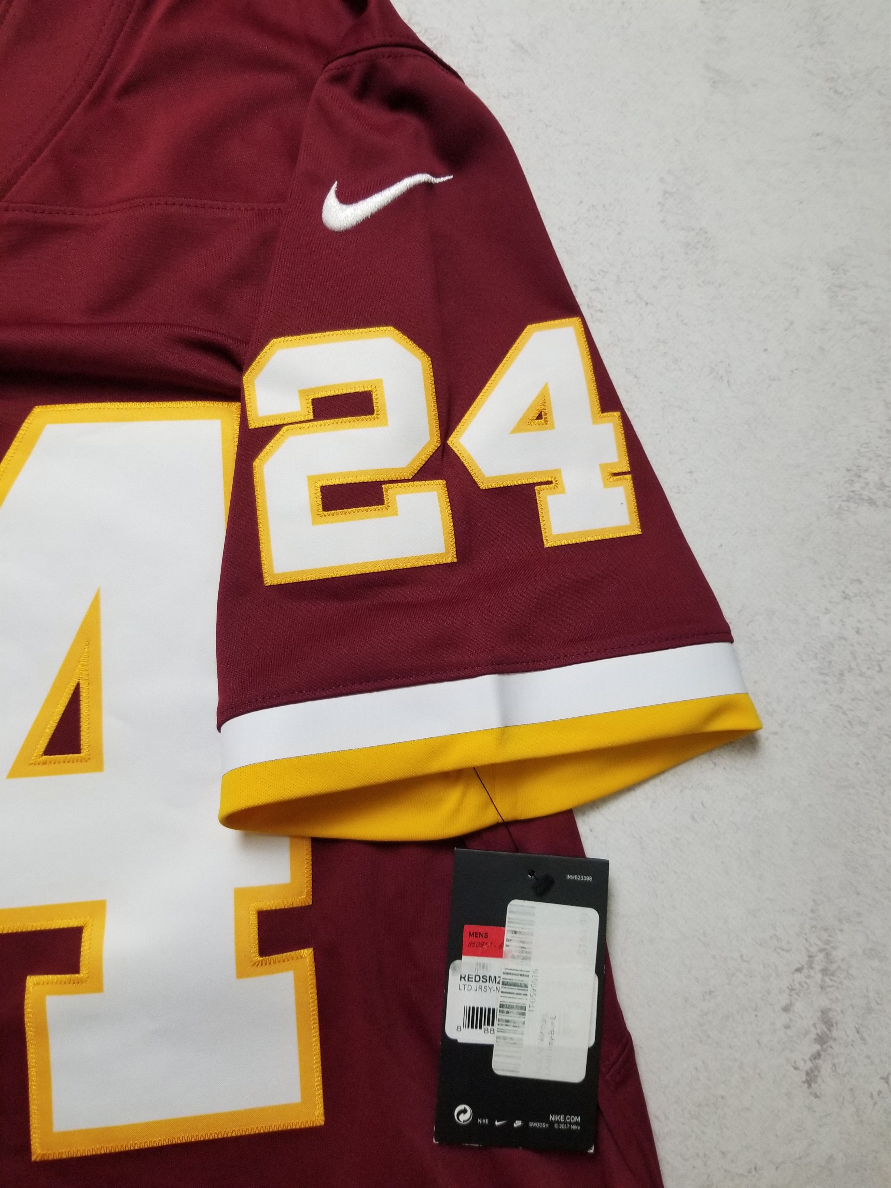 Nike Norman #24 Washington Redskins Authentic Limited Sewn Jersey Size US L / EU 52-54 / 3 - 7 Thumbnail