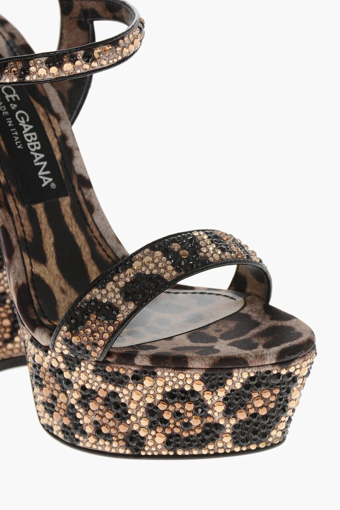 Dolce & Gabbana og1mm0426 Animalier Satin Platform Sandals in Brown Size US 7.5 / IT 37.5 - 4 Thumbnail