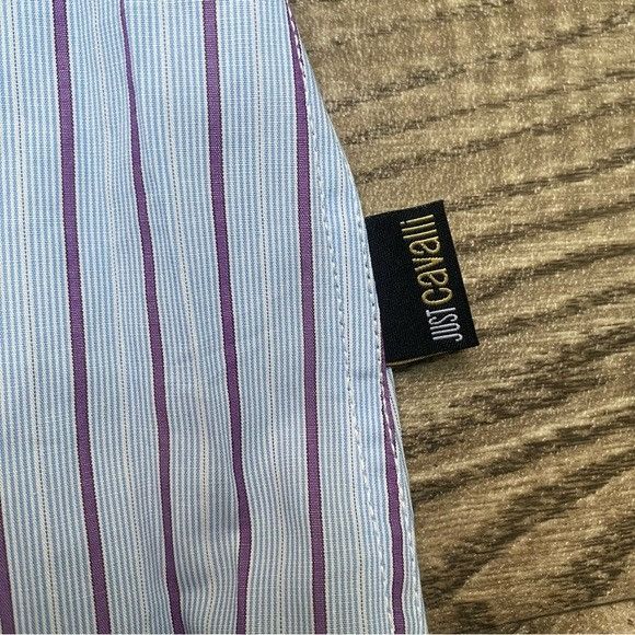 Just Cavalli Just Cavalli Pinstriped Hidden Button Shirt Made in Italy Size US L / EU 52-54 / 3 - 16 Thumbnail