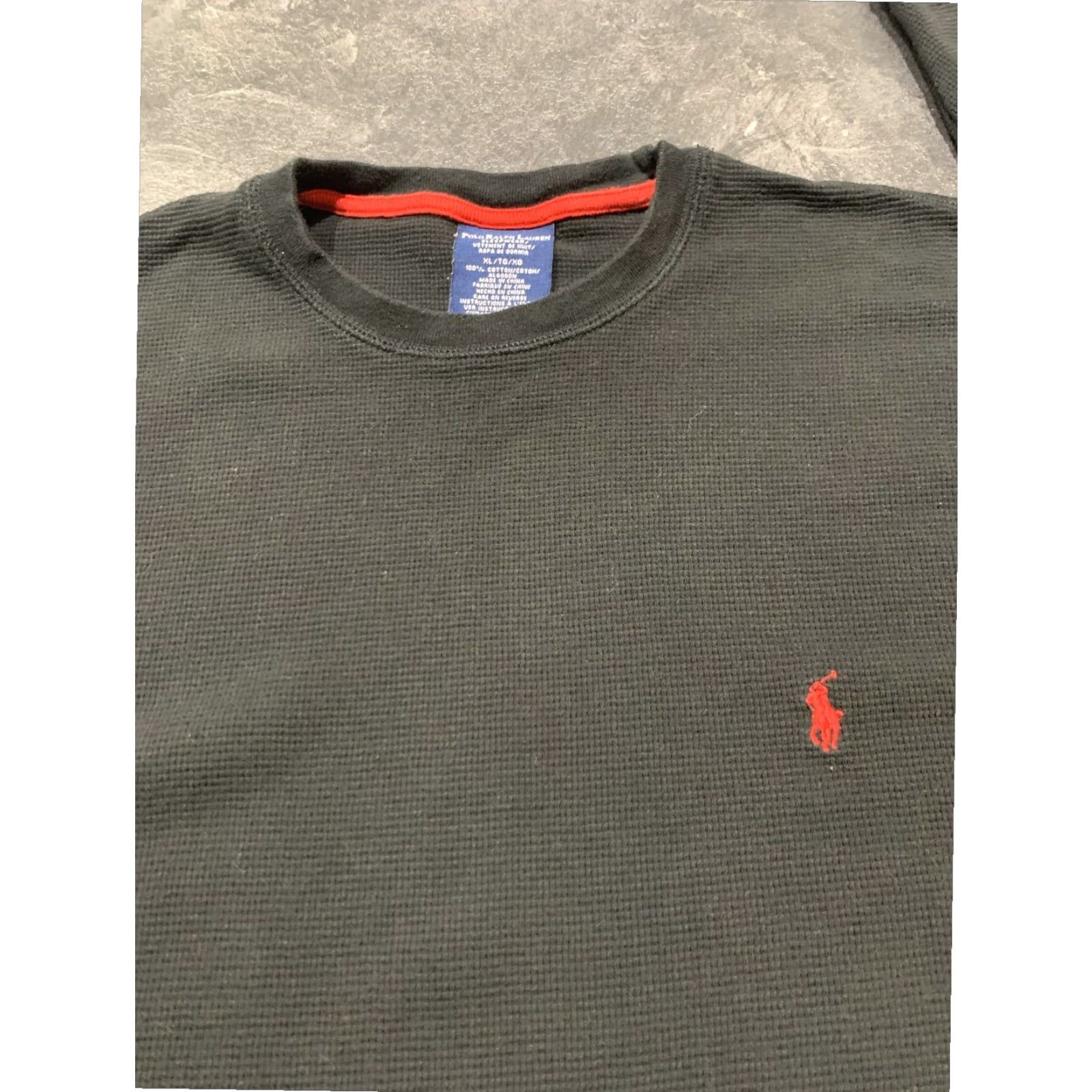 Polo Ralph Lauren Polo Ralph Lauren Sleepshirt Mens XL Black Long Sleeve Thermal Waffle Knit Cotton Blend Size US XL / EU 56 / 4 - 3 Thumbnail